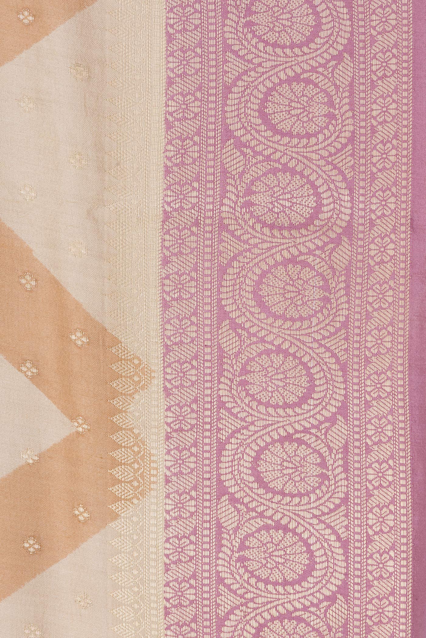 Border image of Beige Dual Tone Tussar Silk Saree with Zari Butta on the body and Zari Border. 
