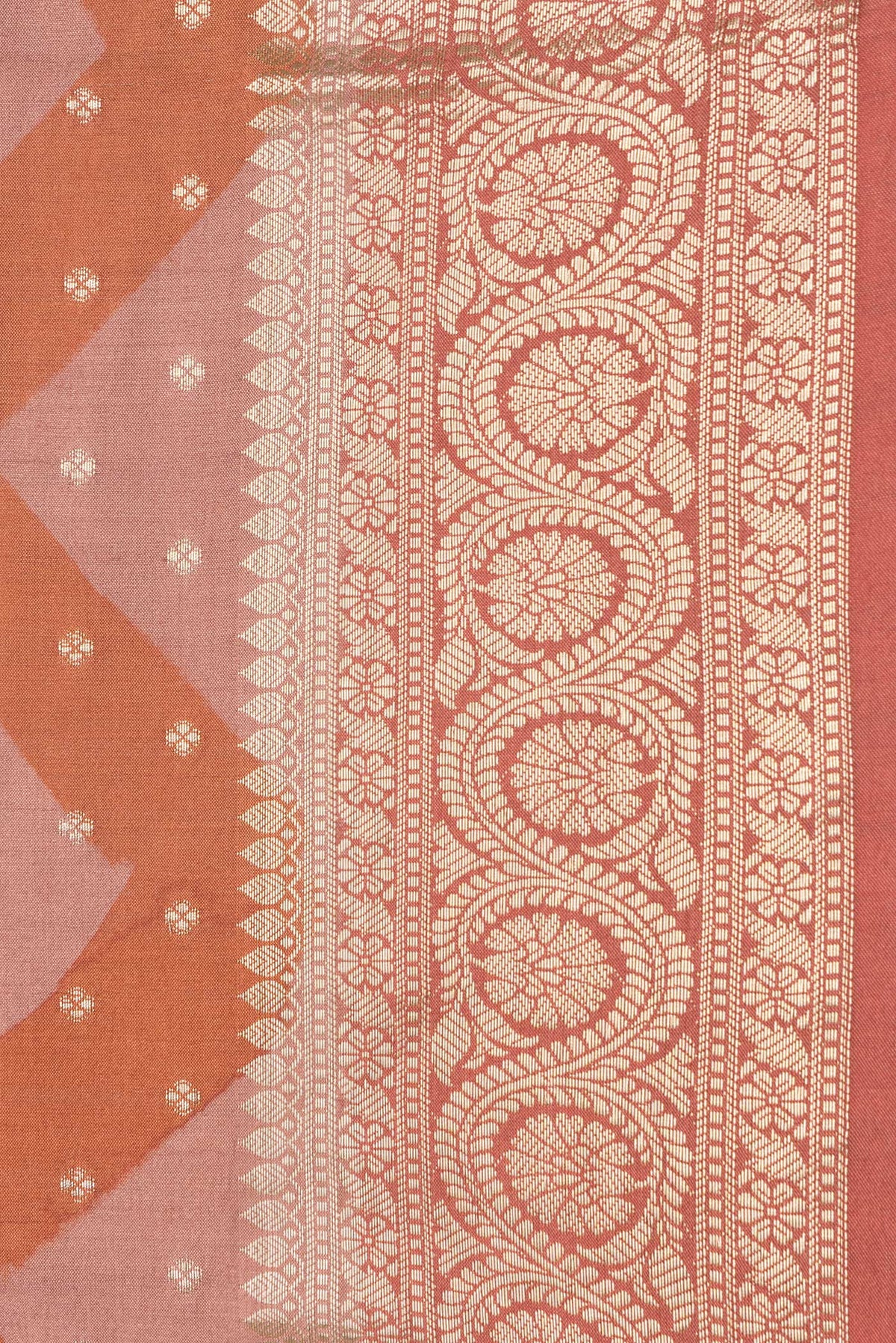 Border image of Brown Dual Tone Tussar Silk Saree with Zari Butta on the body and Zari Border. 