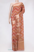 Brown Dual Tone Tussar Silk Saree with Zari Butta on the body and Zari Border.  displayed on a mannequin