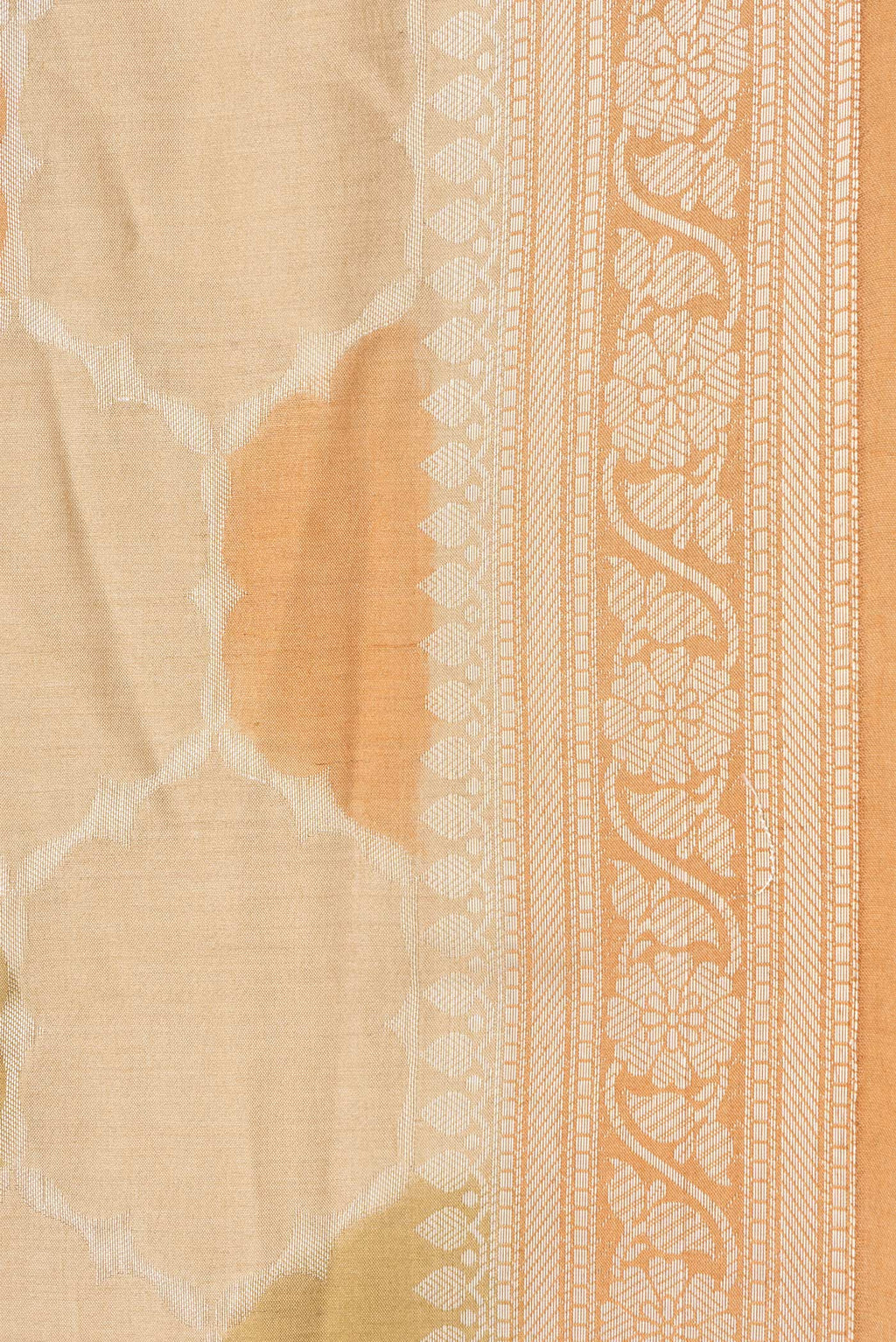 Border image of Beige Dual Tone Tussar Silk Saree with Zari Brocade on the body and Zari Border. 