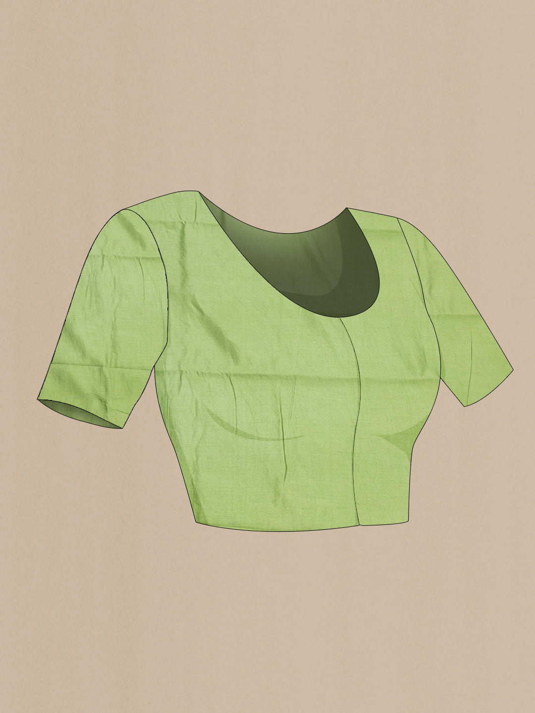 Close up image of the blouse of Green Banarasi Raw Silk Saree with Zari Brocade on the body and Zari Border