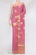 Pink Dual Tone Tussar Silk Saree with Zari Butta on the body and Zari Border.  displayed on a mannequin