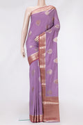 Lavender Dual Tone Tussar Silk Saree with Zari Butta on the body and Zari Border.  displayed on a mannequin