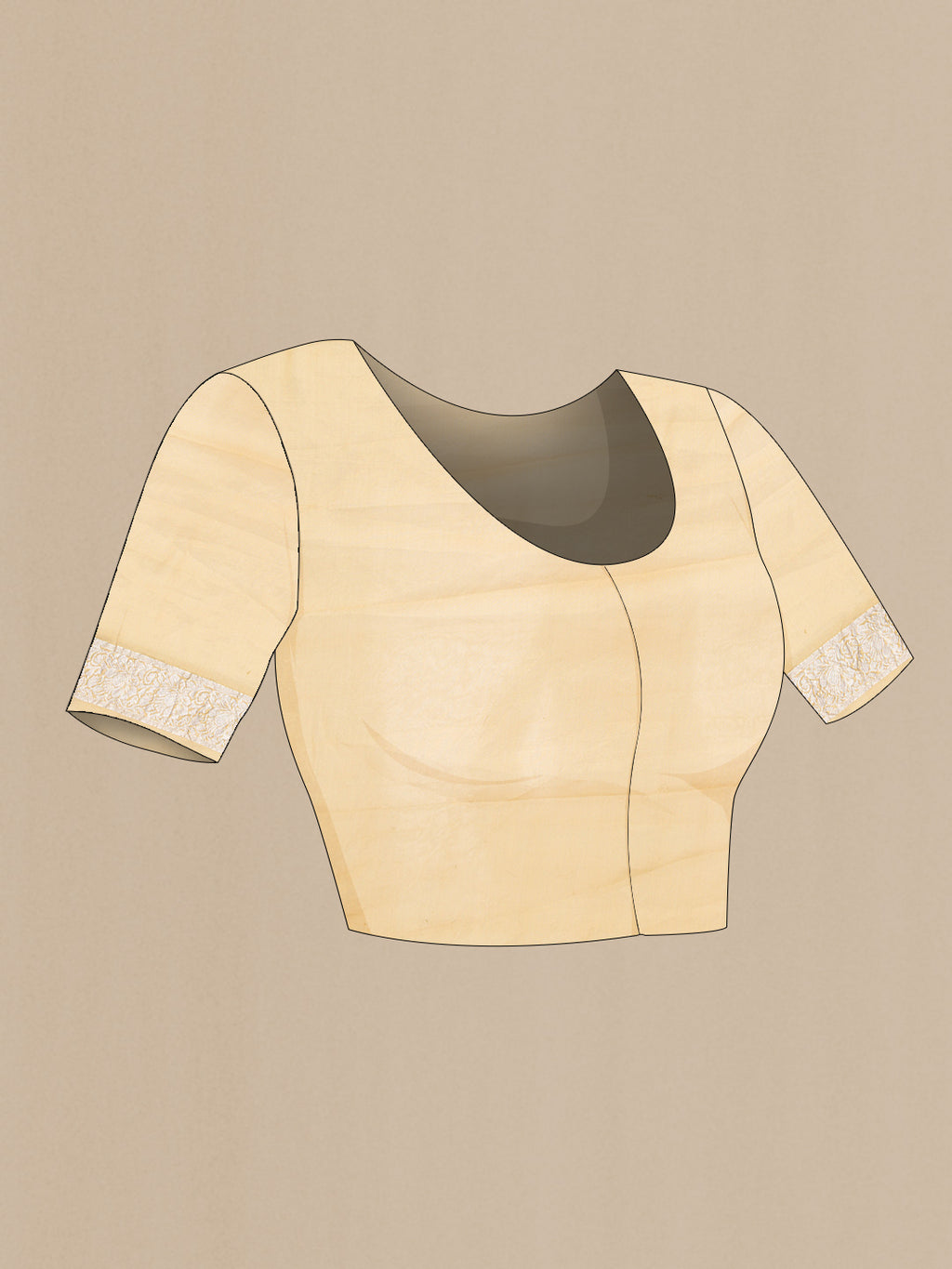 Close up image of the blouse of Mehandi Green Dual Tone Banarasi Georgette Saree with Zari Brocade on the body and Zari Border. 