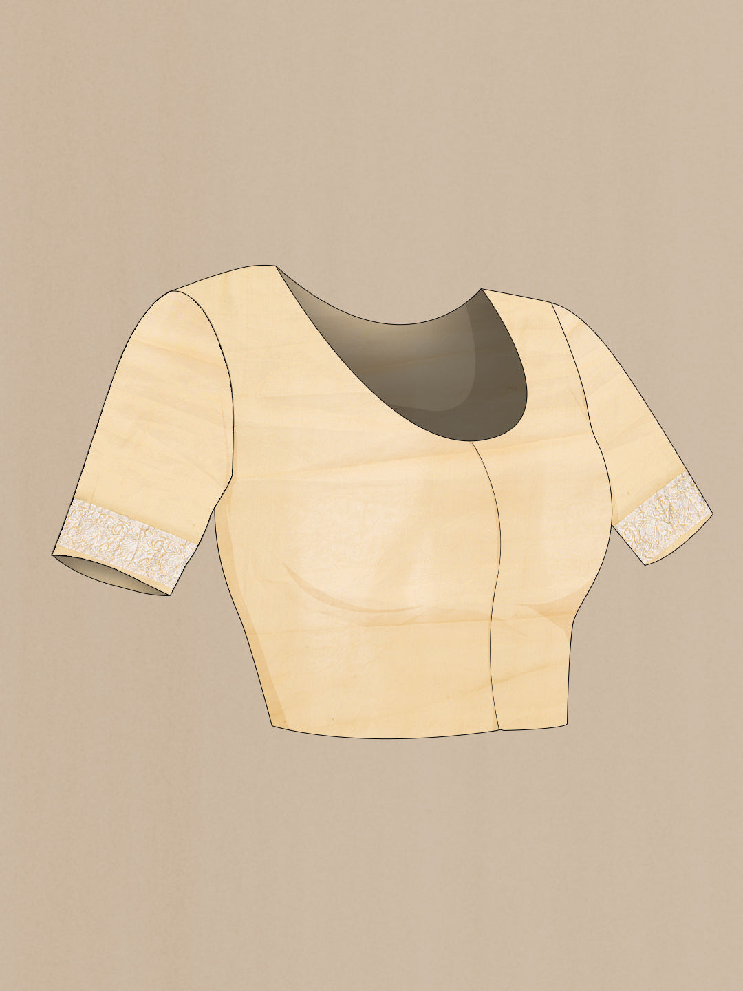 Close up image of the blouse of Mehandi Green Dual Tone Banarasi Georgette Saree with Zari Brocade on the body and Zari Border. 