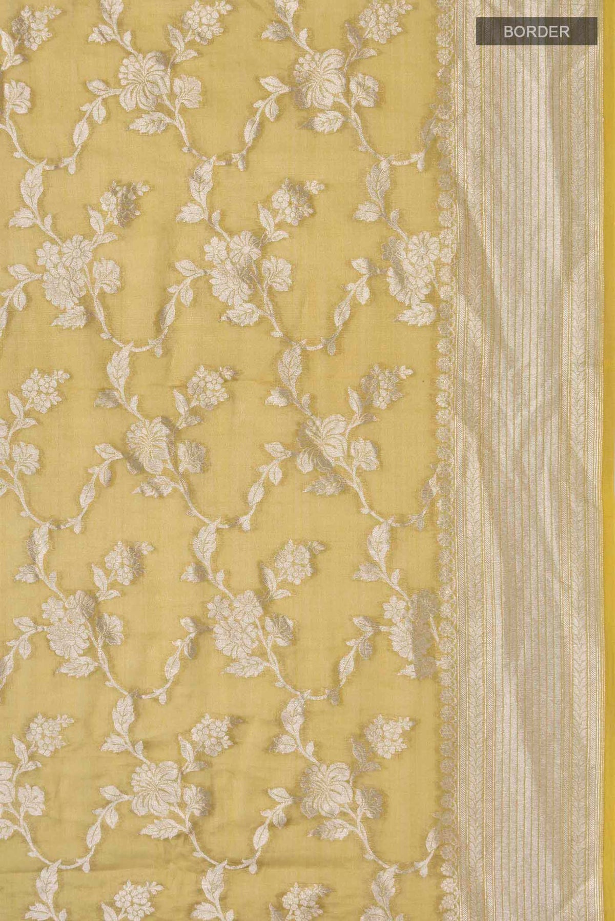 Border image of Beige Banarasi Georgette Saree with Zari Butta on the body and Zari Border