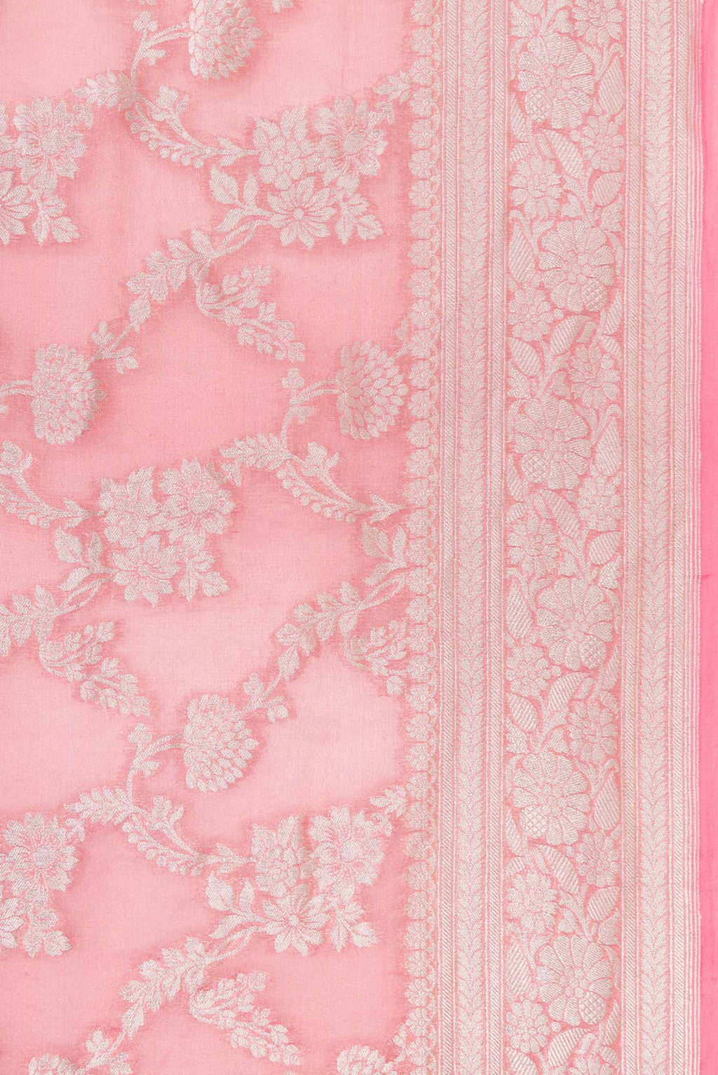 Border image of Pink Dual Tone Banarasi Georgette Saree with Zari Brocade on the body and Zari Border. 