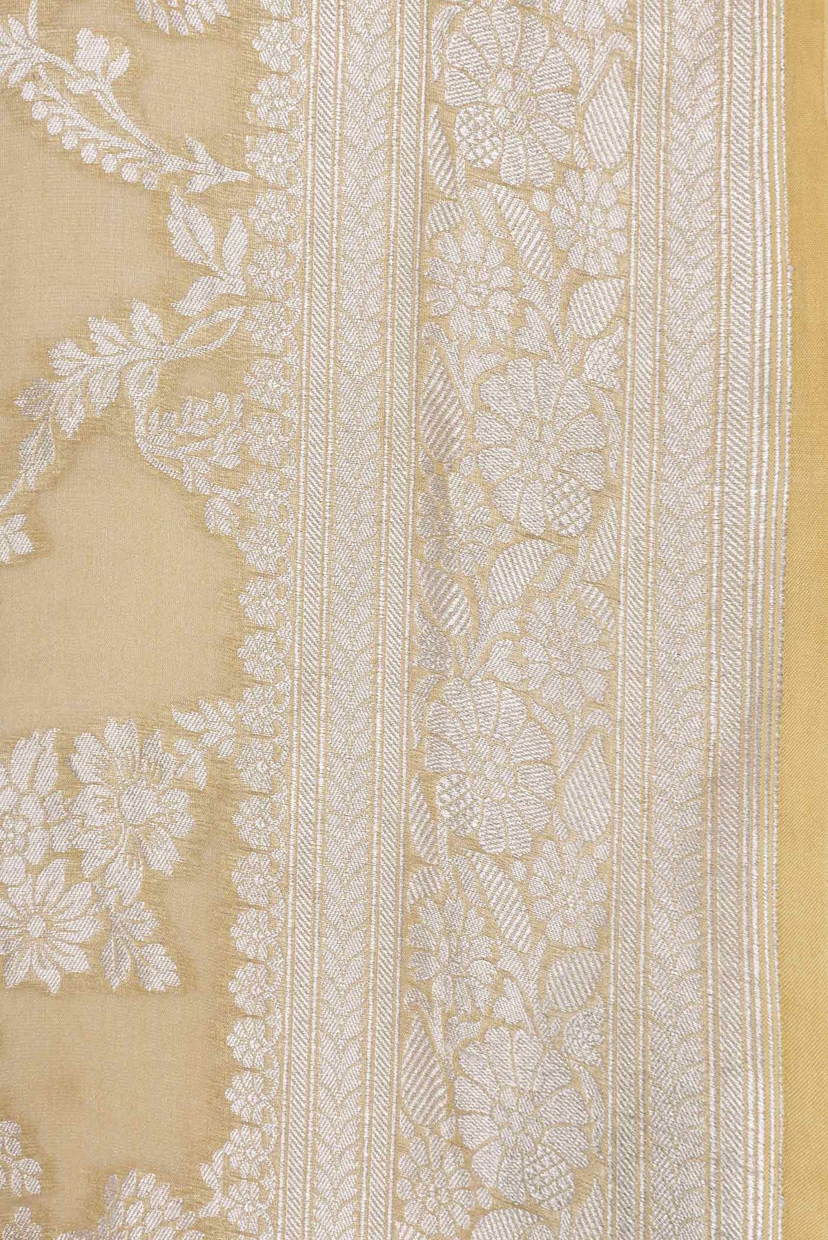 Border image of Caramel Dual Tone Mysore Georgette Saree with Zari Brocade on the body and Zari Border