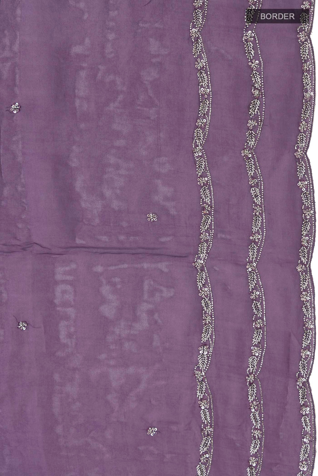 Border image of Lilac Satin Silk Saree with Plain Body and Embroidery Border
