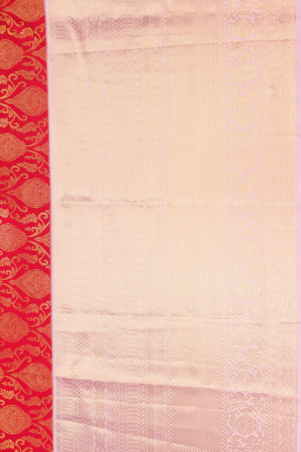 Border image of Red Dual Tone Kanchipuram Silk Saree with Zari Brocade on the body and Zari Border. 