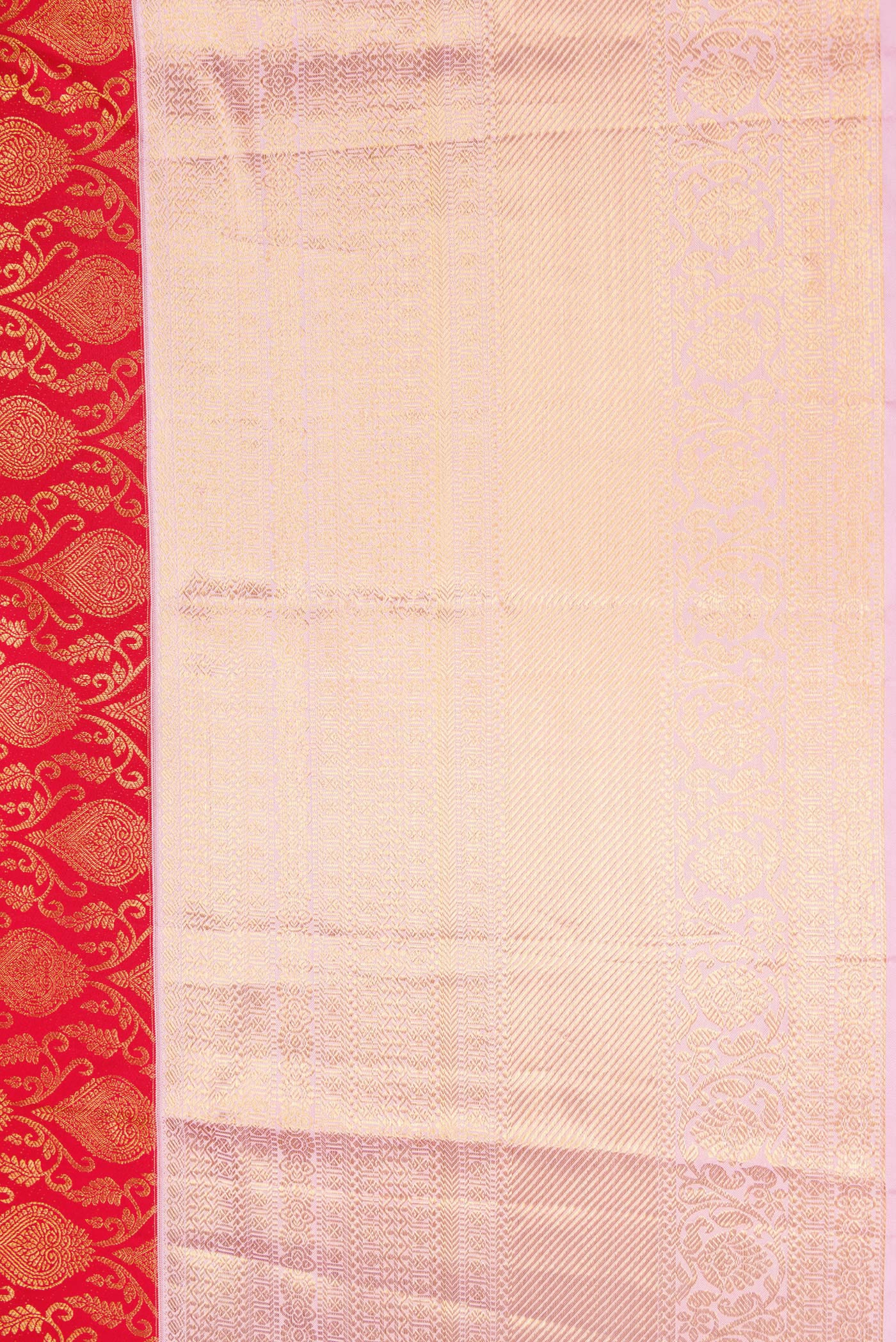 Border image of Red Dual Tone Kanchipuram Silk Saree with Zari Brocade on the body and Zari Border. 