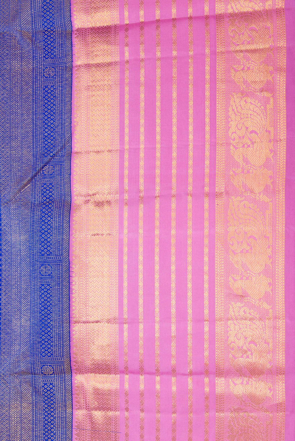Border image of Royal Blue Dual Tone Kanjivaram Silk Saree with Zari Brocade on the body and Zari Border. 