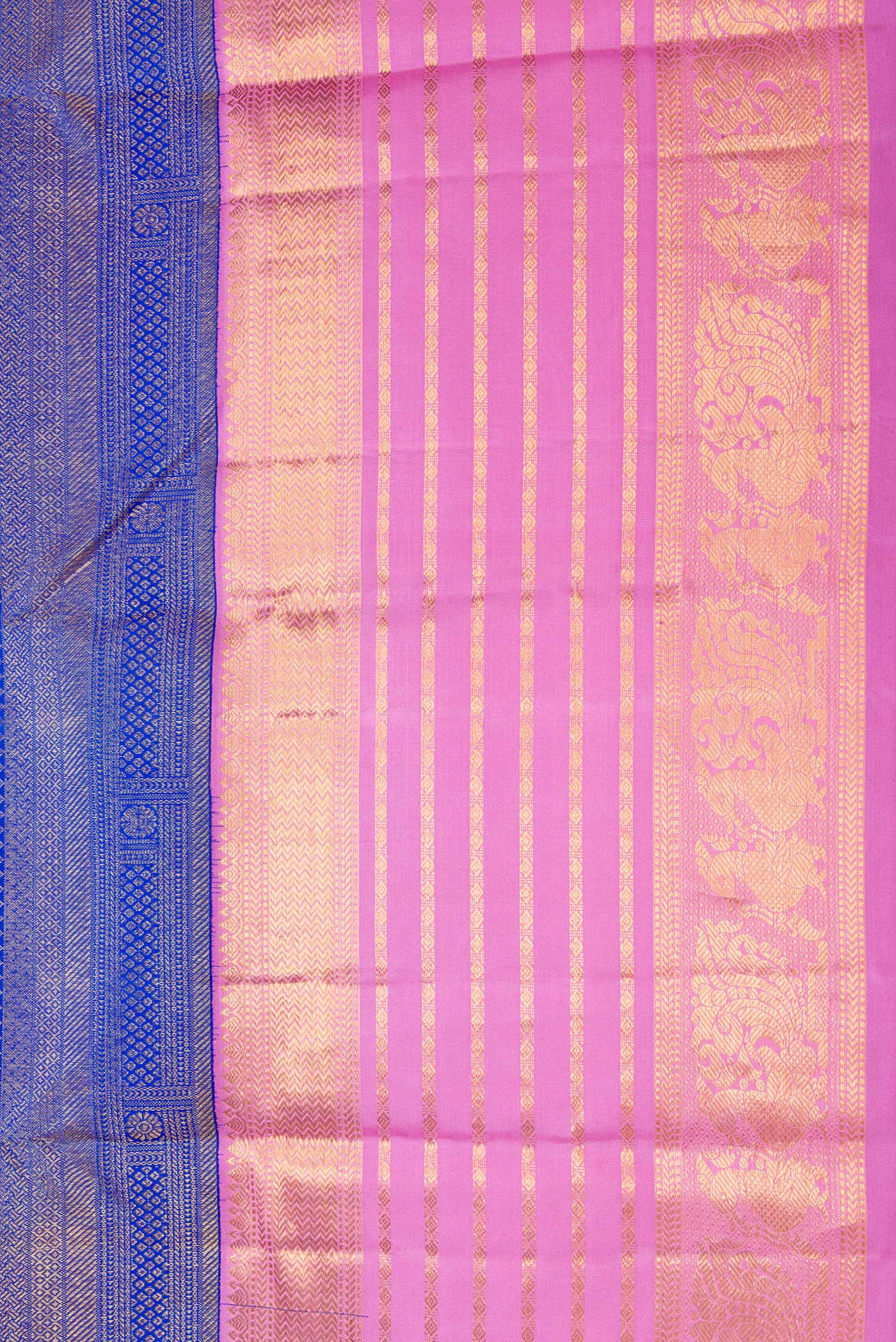 Border image of Royal Blue Dual Tone Kanjivaram Silk Saree with Zari Brocade on the body and Zari Border. 