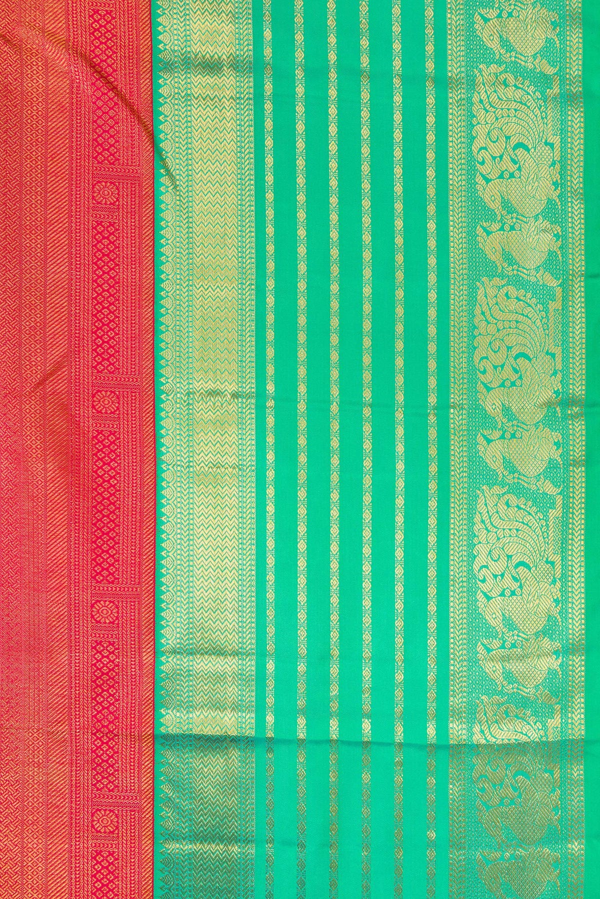 Border image of Pink Dual Tone Kanjivaram Silk Saree with Zari Brocade on the body and Fancy Border. 