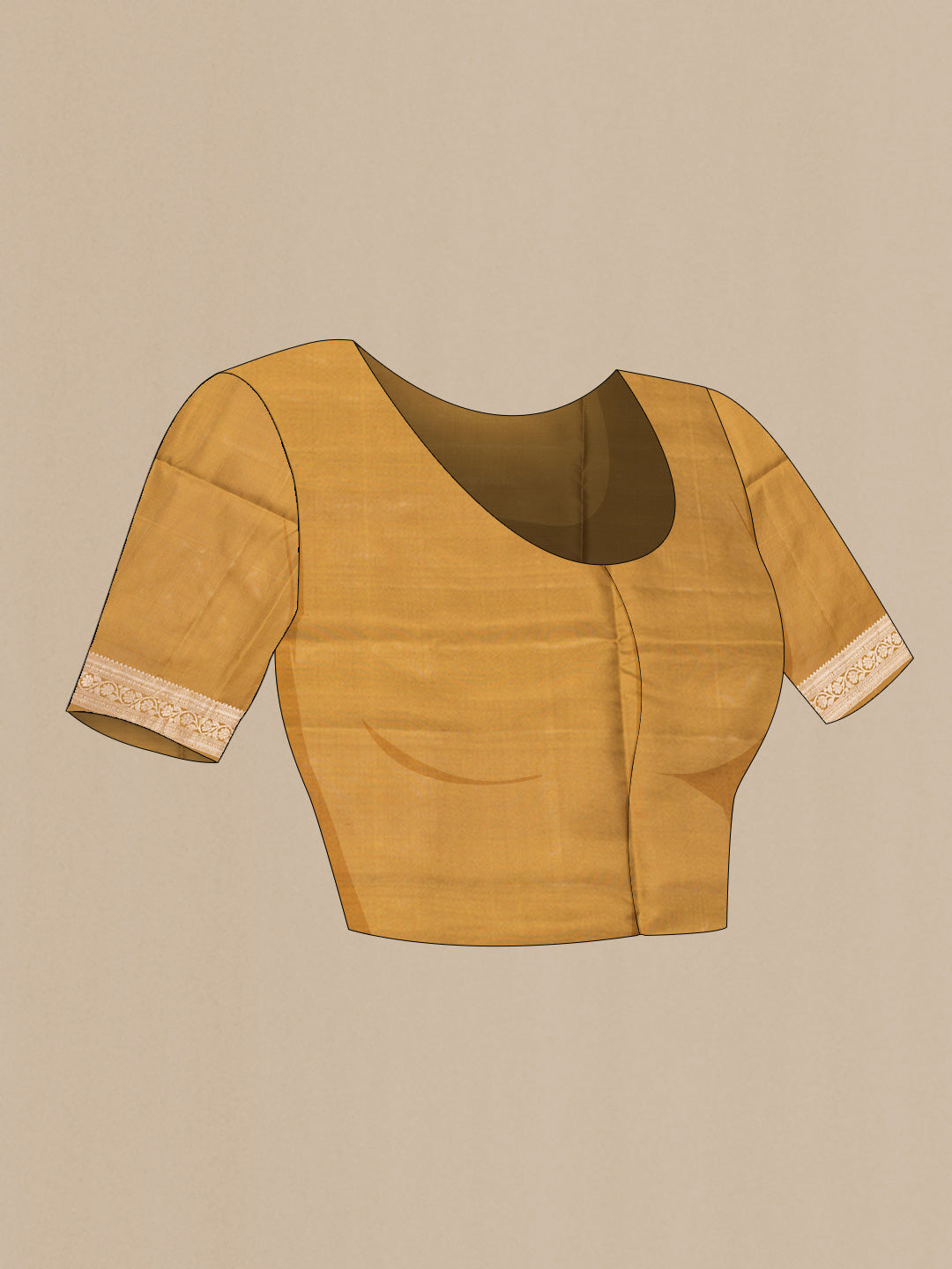 Close up image of the blouse of Black Dual Tone Soft Silk Saree with Zari Butta on the body and Zari Border. 