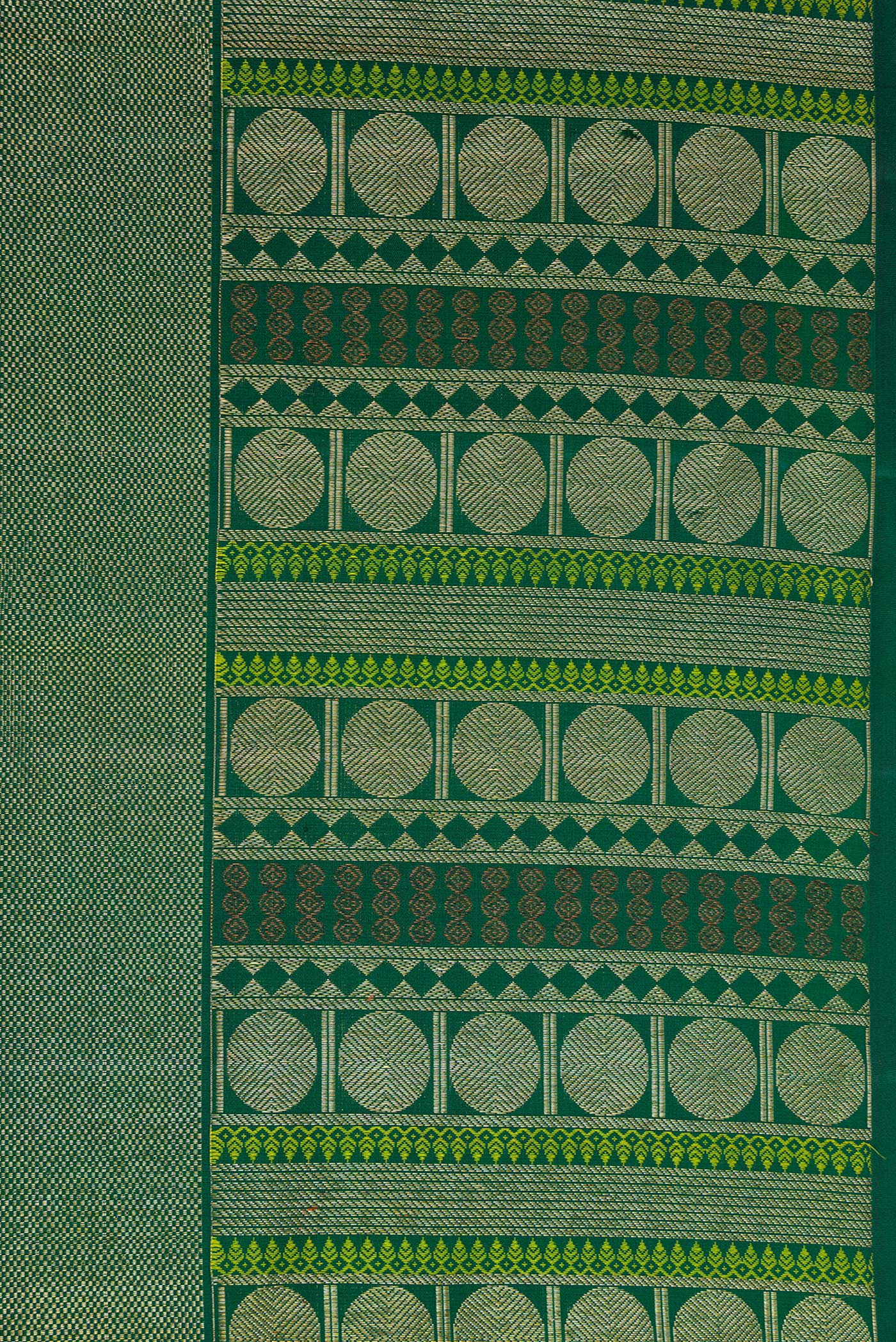 Border image of Green Dual Tone Kanchipuram Silk Saree with Zari Brocade on the body and Fancy Border. 