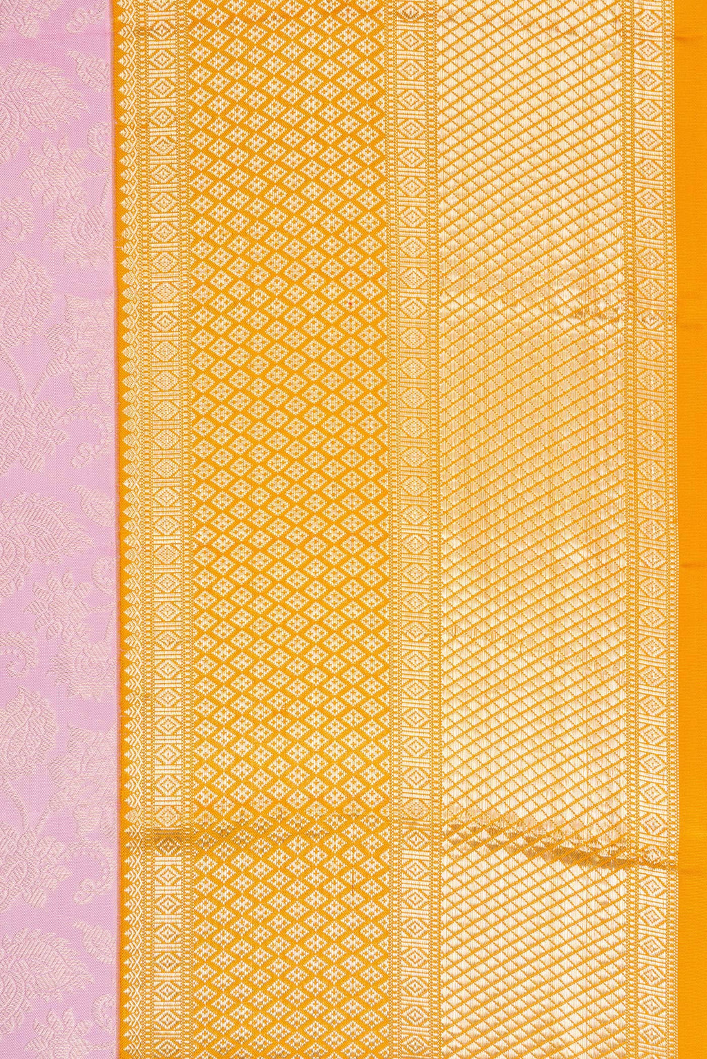 Border image of Lavender Dual Tone Kanjivaram Silk Saree with Zari Brocade on the body and Zari Border. 