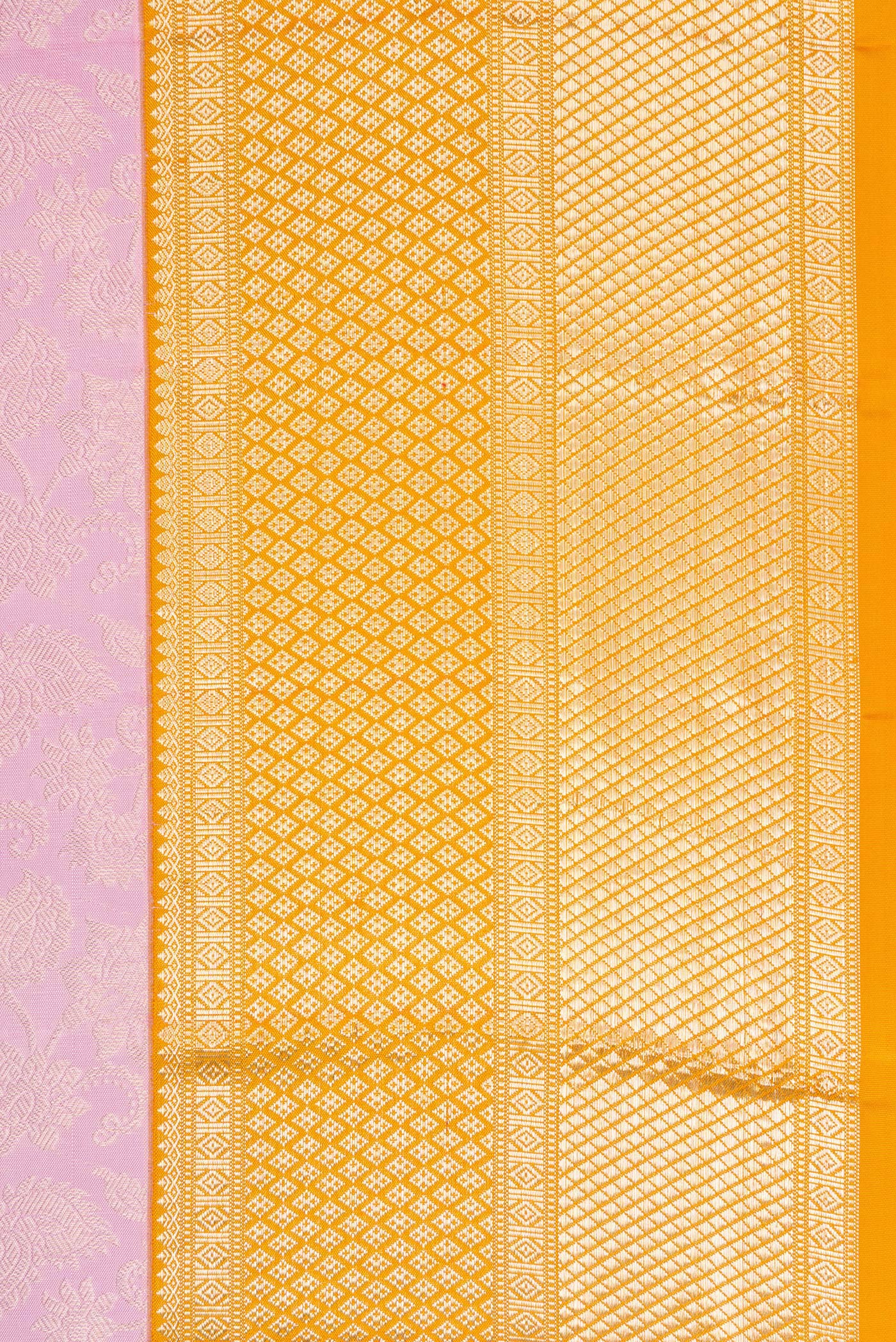 Border image of Lavender Dual Tone Kanjivaram Silk Saree with Zari Brocade on the body and Zari Border. 