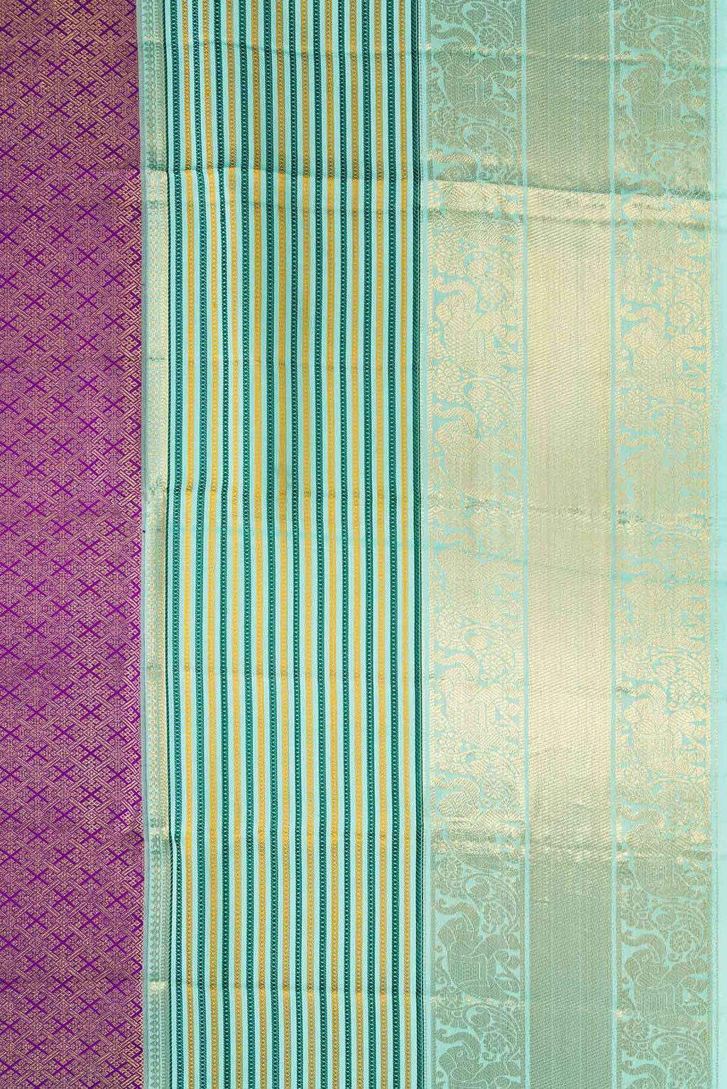 Border image of Purple Dual Tone Kanjivaram Silk Saree with Zari Brocade on the body and Zari Border. 