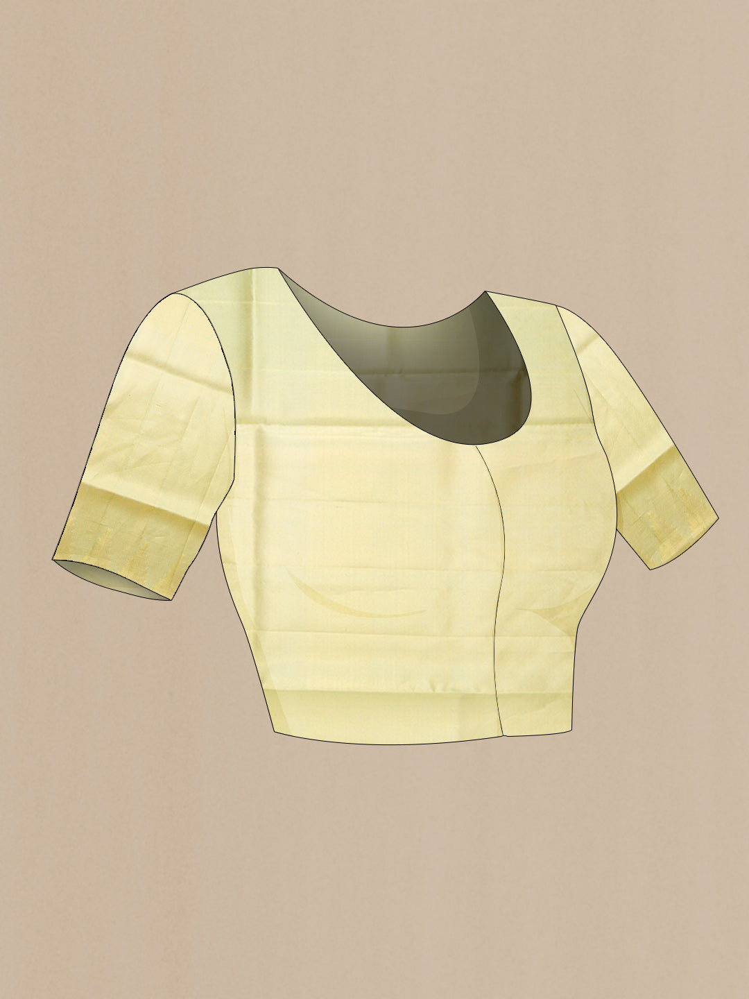 Close up image of the blouse of Light Green Dual Tone Kanchipuram Tissue Silk Saree with Zari Brocade on the body and Zari Border. 