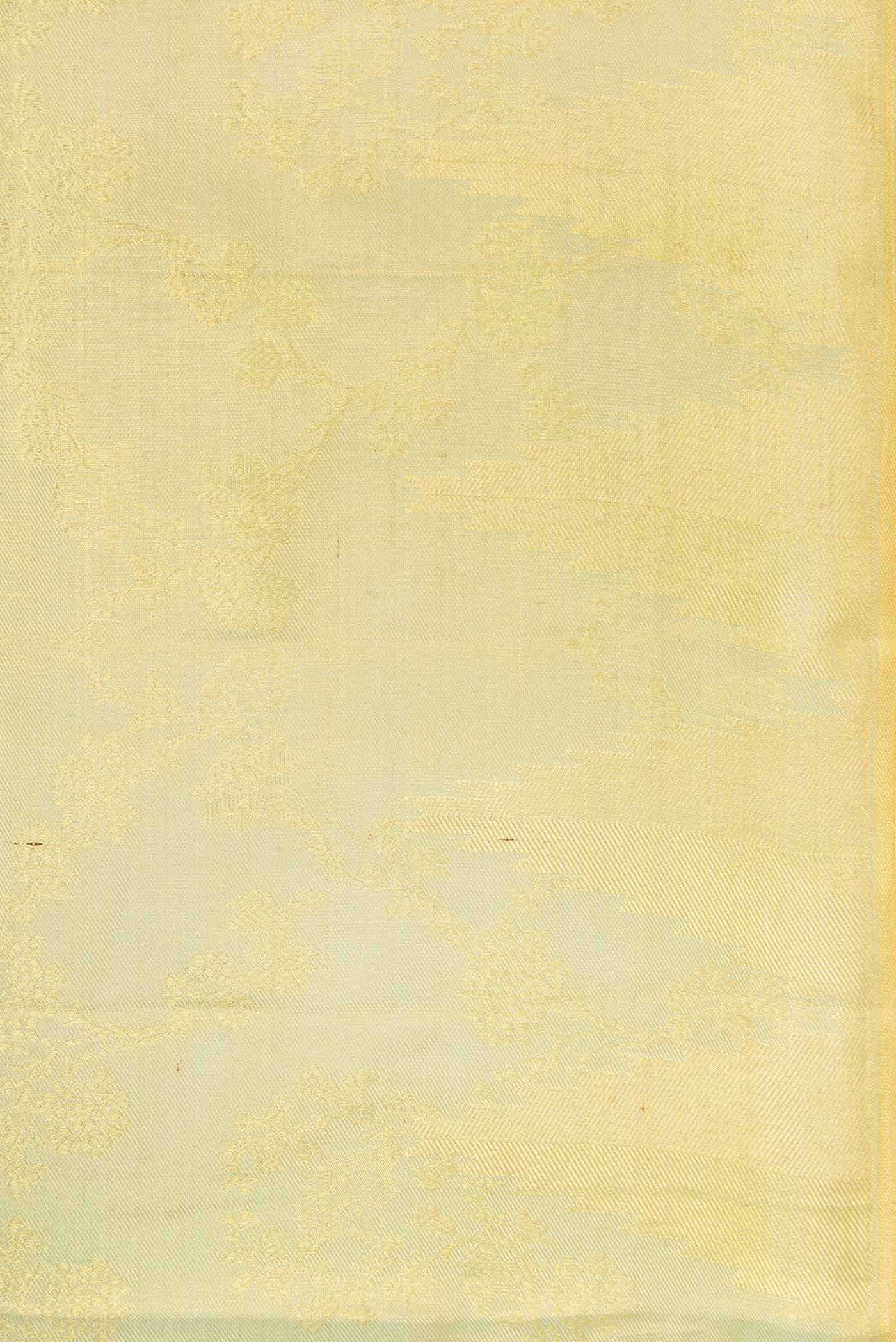 Border image of Light Green Dual Tone Kanchipuram Tissue Silk Saree with Zari Brocade on the body and Zari Border. 