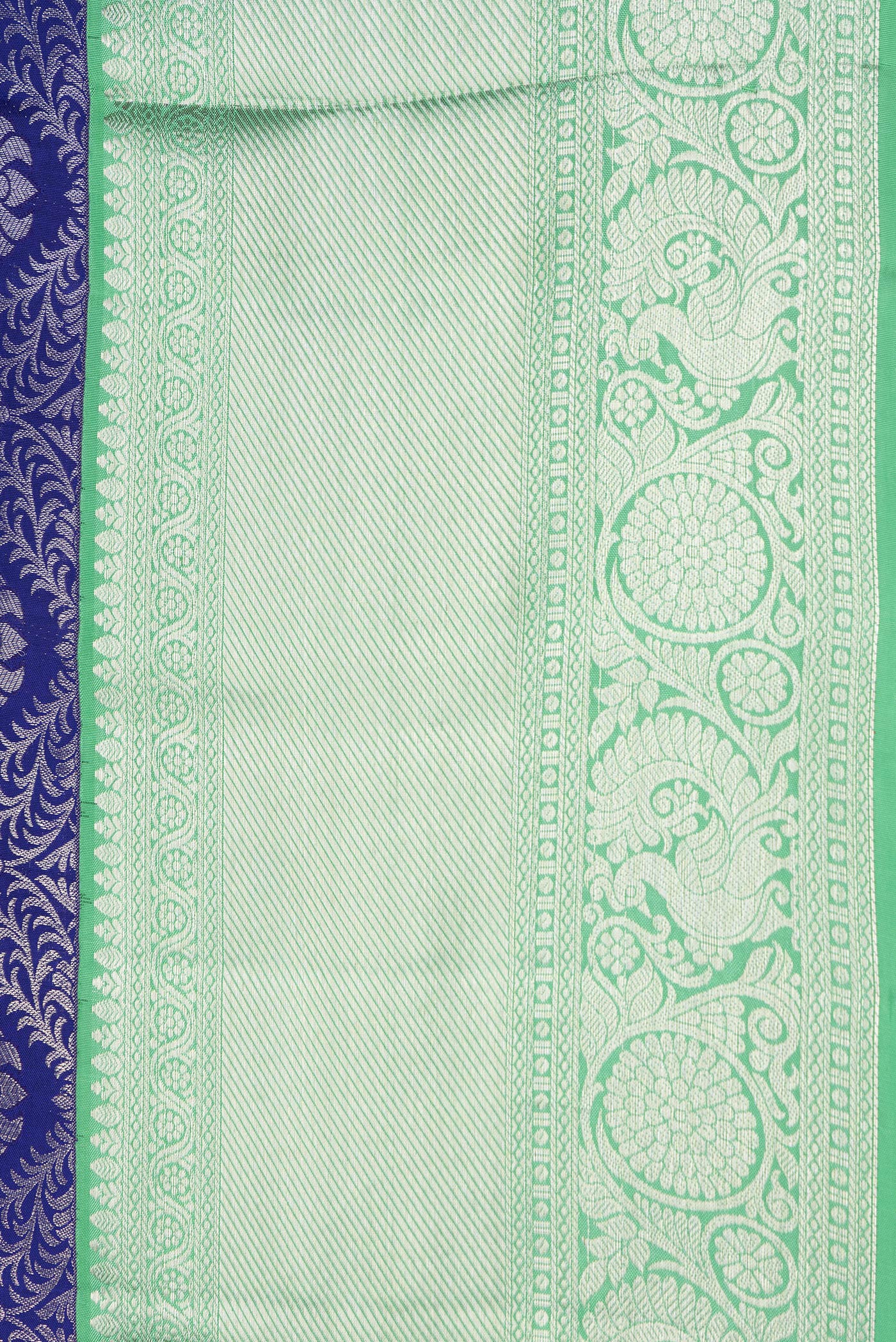 Border image of Royal Blue Dual Tone Kanjivaram Silk Saree with Zari Brocade on the body and Zari Border. 