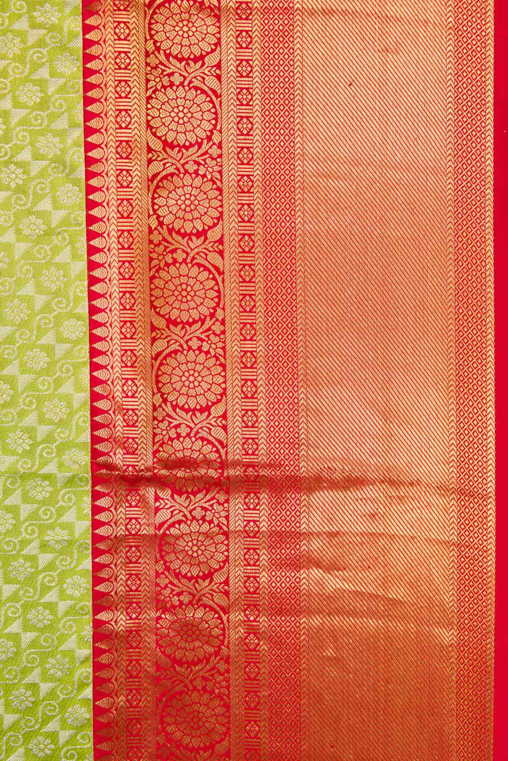 Border image of Green Dual Tone Kanchipuram Tissue Silk Saree with Zari Brocade on the body and Zari Border