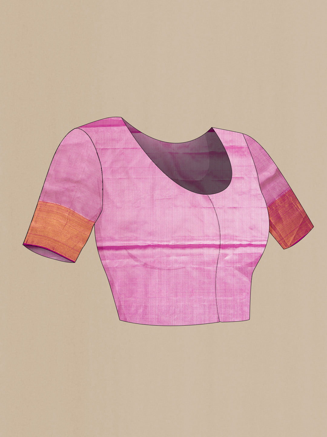 Close up image of the blouse of Light Green Dual Tone Kanchipuram Tissue Silk Saree with Zari Brocade on the body and Fancy Border. 