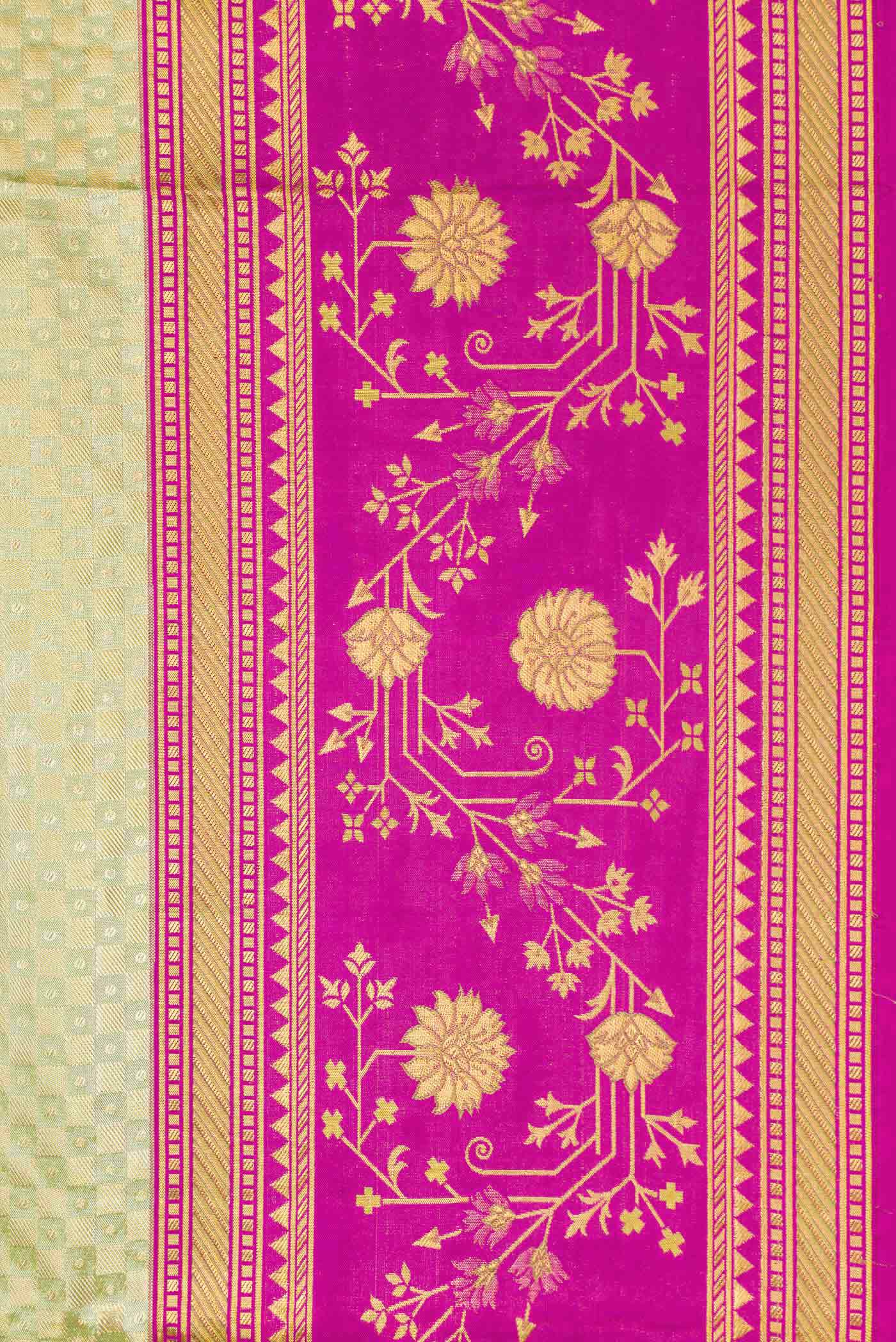 Border image of Light Green Dual Tone Kanchipuram Tissue Silk Saree with Zari Brocade on the body and Fancy Border. 