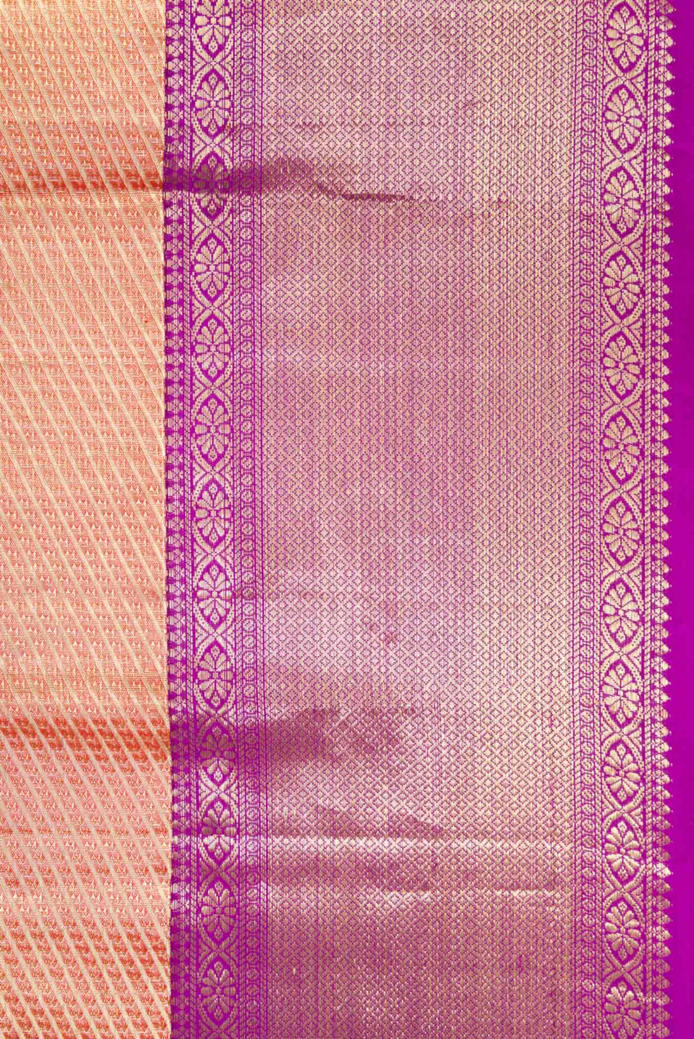 Border image of Gold Dual Tone Kanjivaram Tissue Silk Saree with Zari Brocade on the body and Zari Border. 