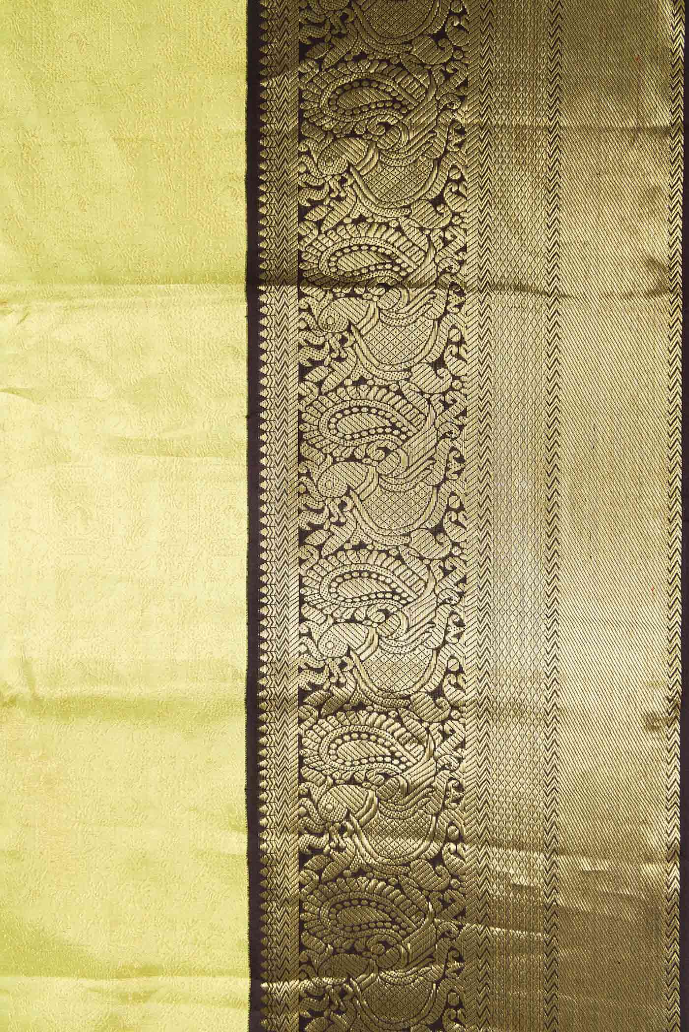 Border image of Pista Green Dual Tone Kanjivaram Tissue Silk Saree with Zari Brocade on the body and Zari Border. 