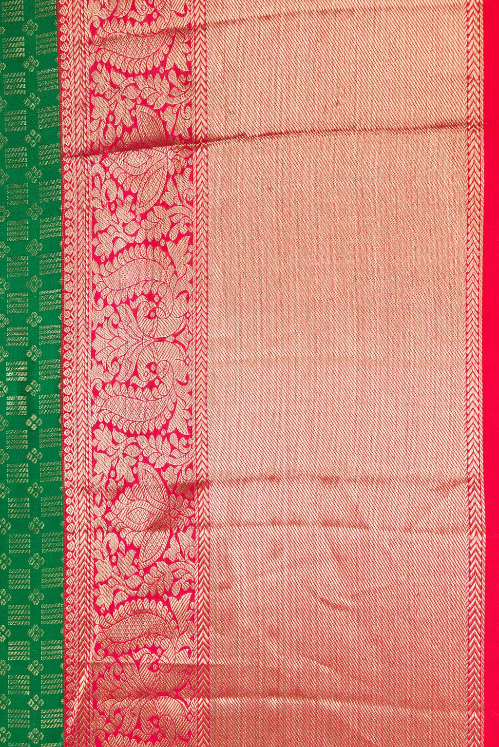 Border image of Green Dual Tone Kanjivaram Silk Saree with Zari Brocade on the body and Zari Border. 