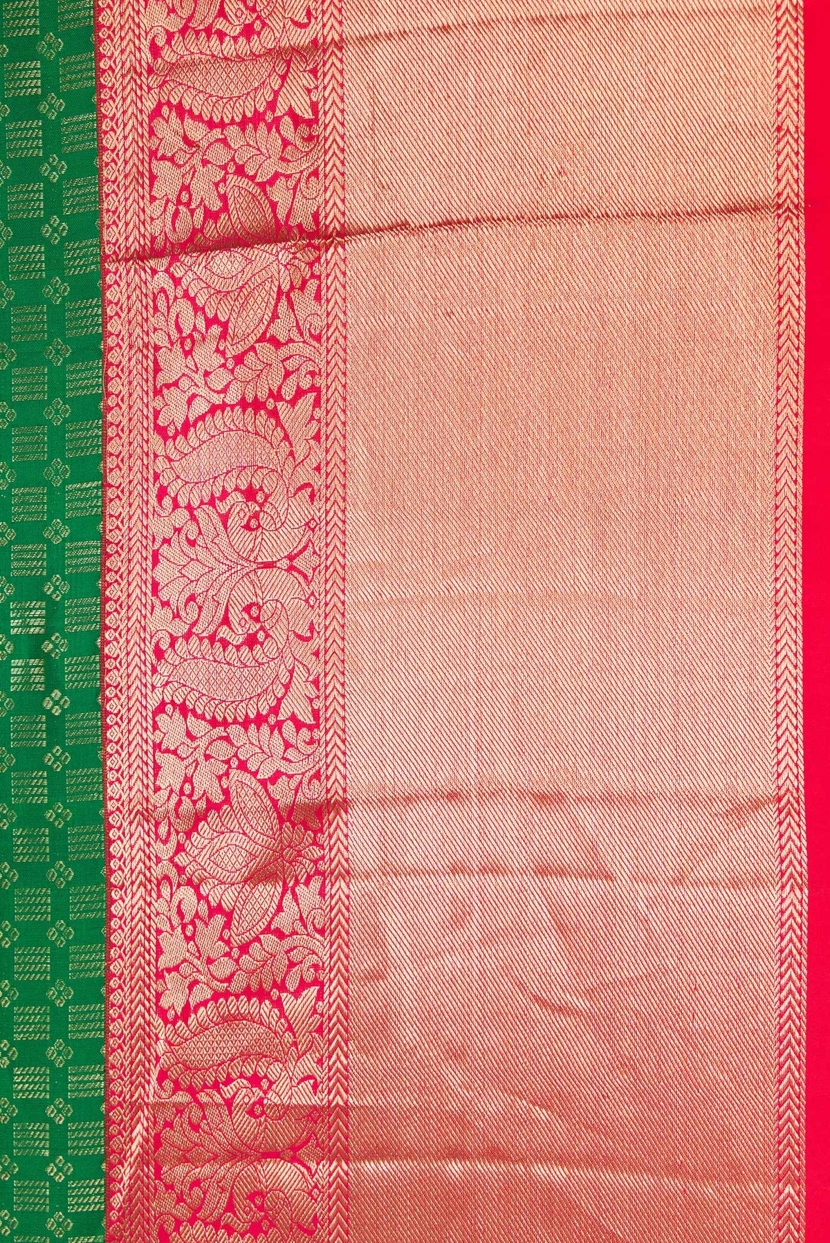 Border image of Green Dual Tone Kanjivaram Silk Saree with Zari Brocade on the body and Zari Border. 