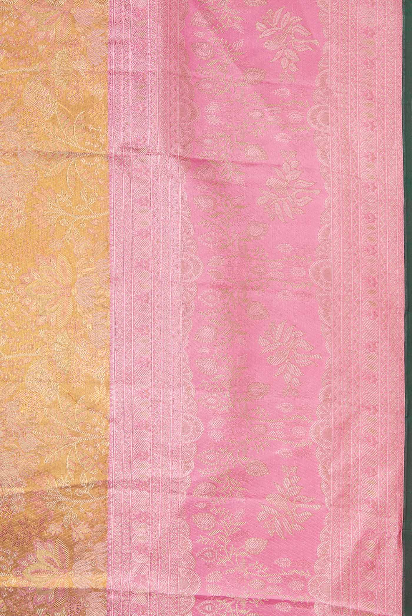 Border image of Gold Dual Tone Kanjivaram Tissue Silk Saree with Zari Brocade on the body and Zari Border. 