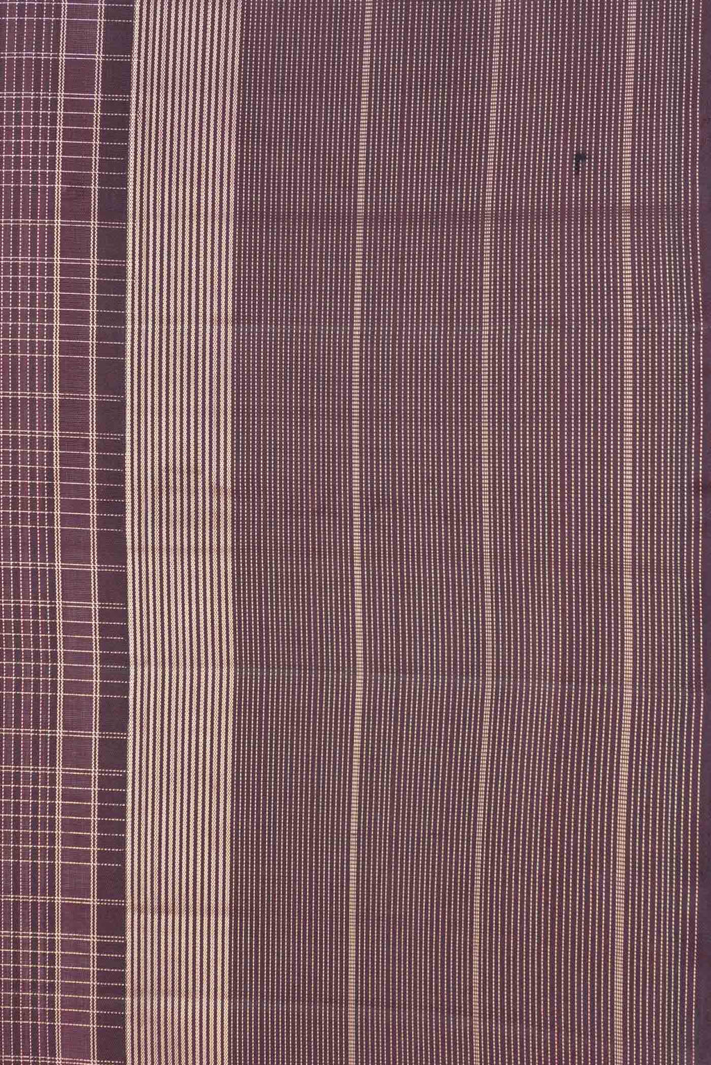 Border image of Coffee Brown Dual Tone Kanchipuram Silk Saree with Checked design on the body and Zari Border. 