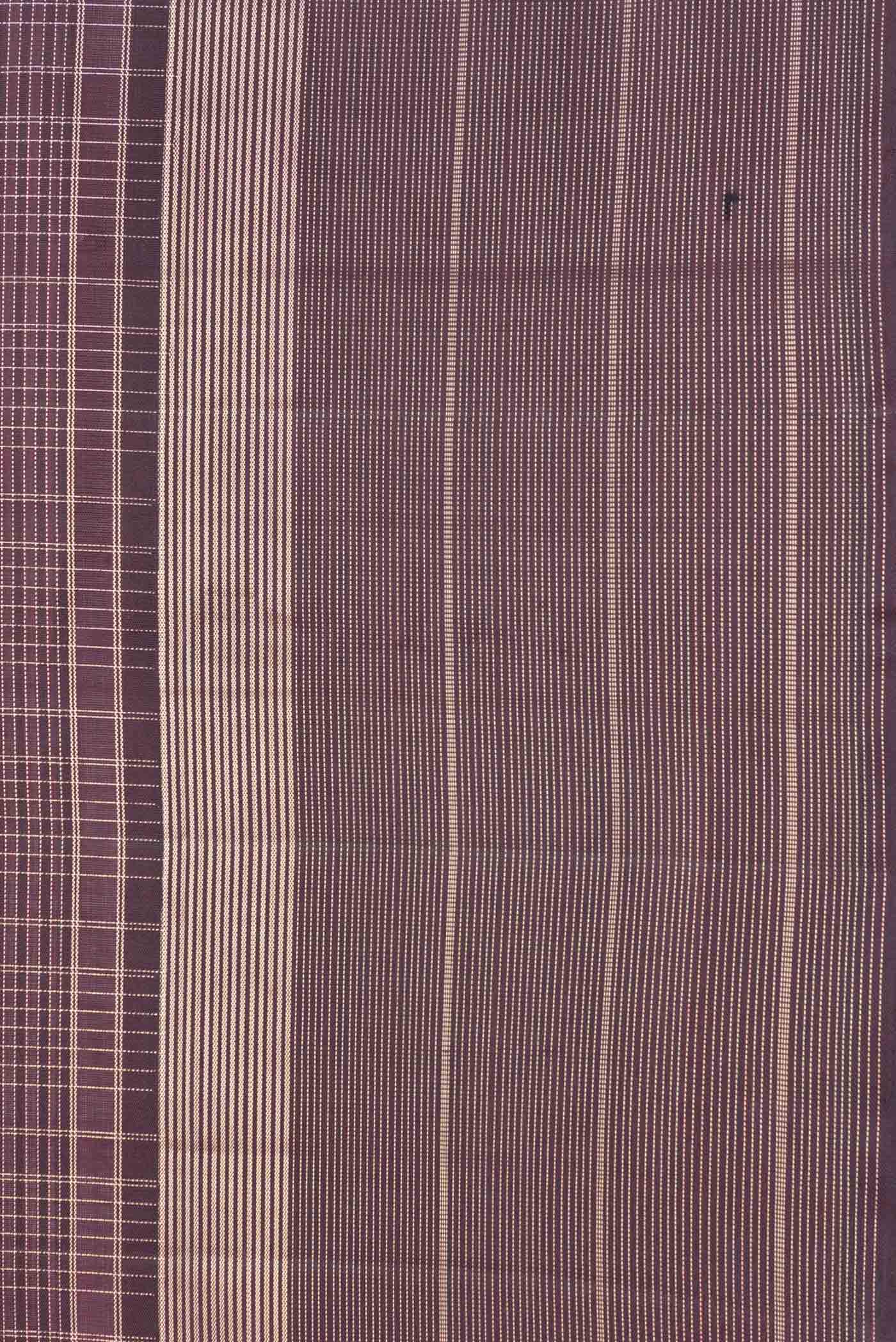 Border image of Coffee Brown Dual Tone Kanchipuram Silk Saree with Checked design on the body and Zari Border. 