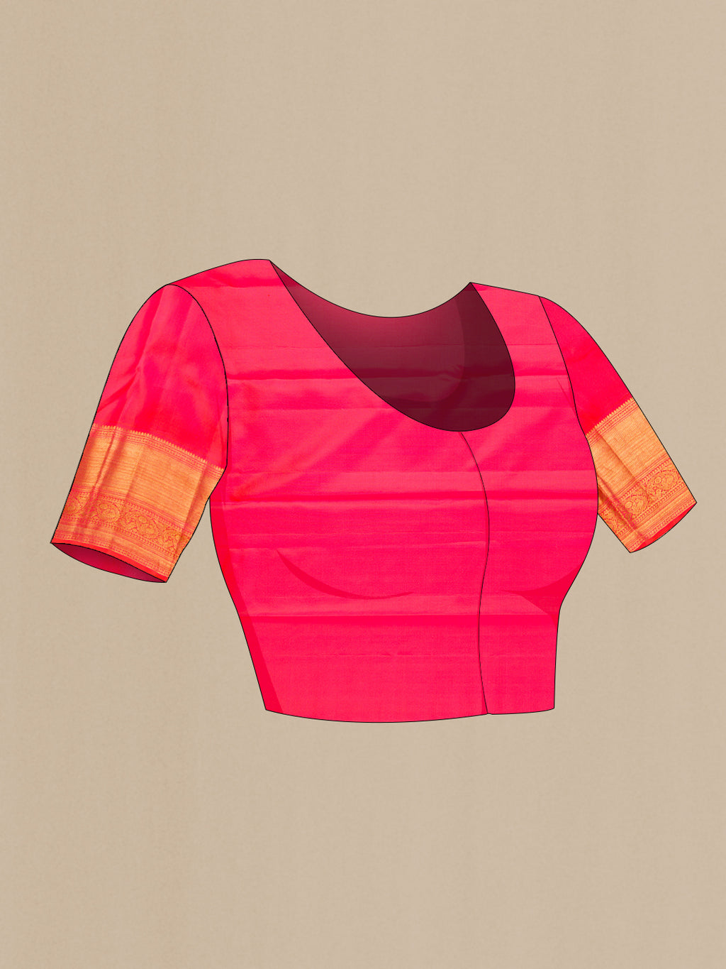 Close up image of the blouse of Off White Dual Tone Kanjivaram Silk Saree with Zari Brocade on the body and Zari Border. 