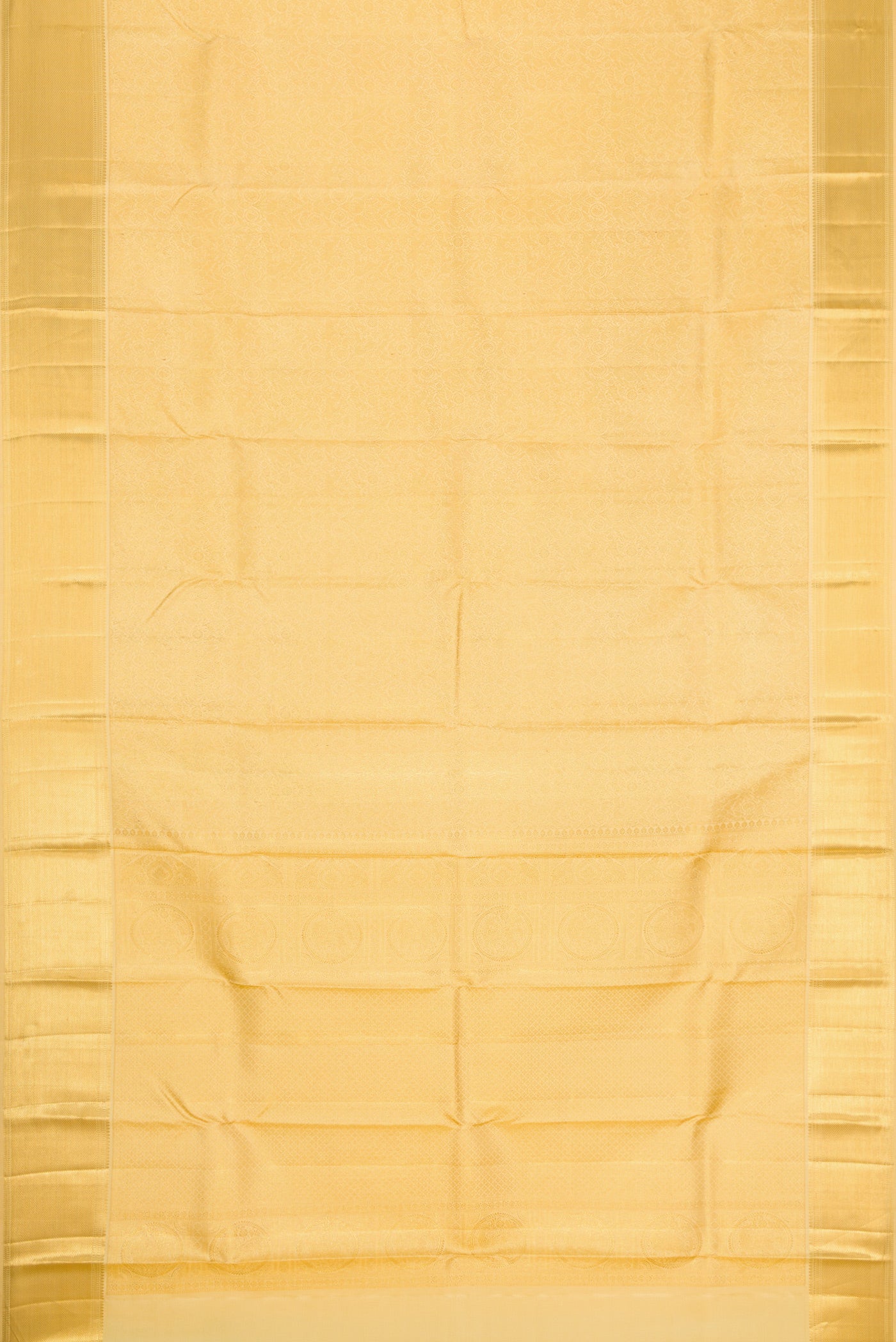 Flat view of Sandal Dual Tone Kanjivaram Silk Saree with Zari Brocade on the body and Zari Border. 