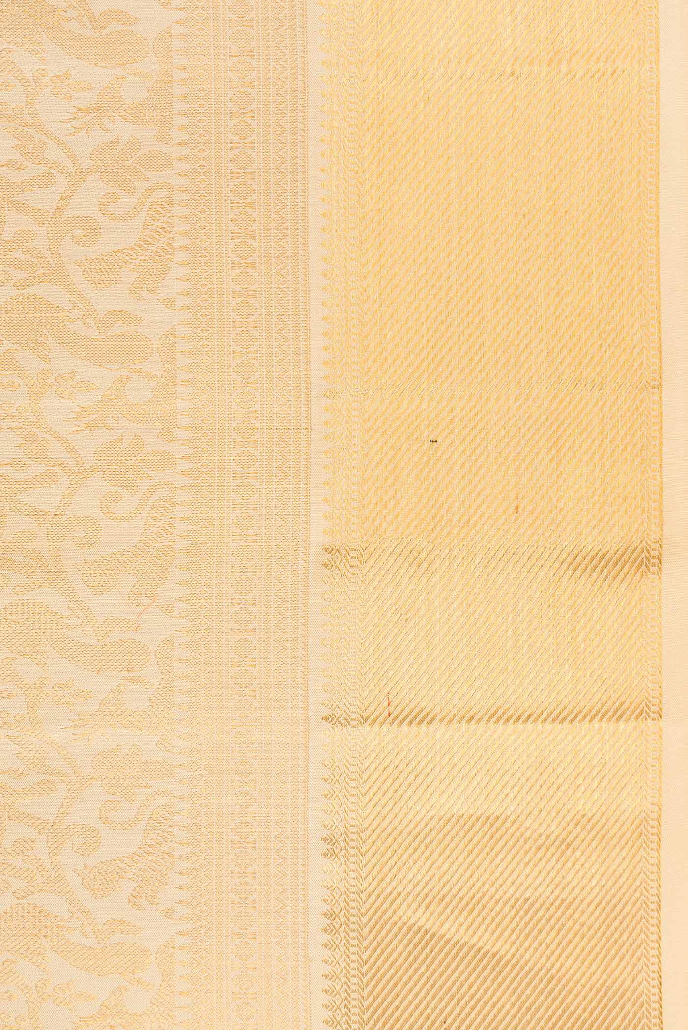 Border image of Beige Dual Tone Kanjivaram Silk Saree with Zari Brocade on the body and Zari Border. 