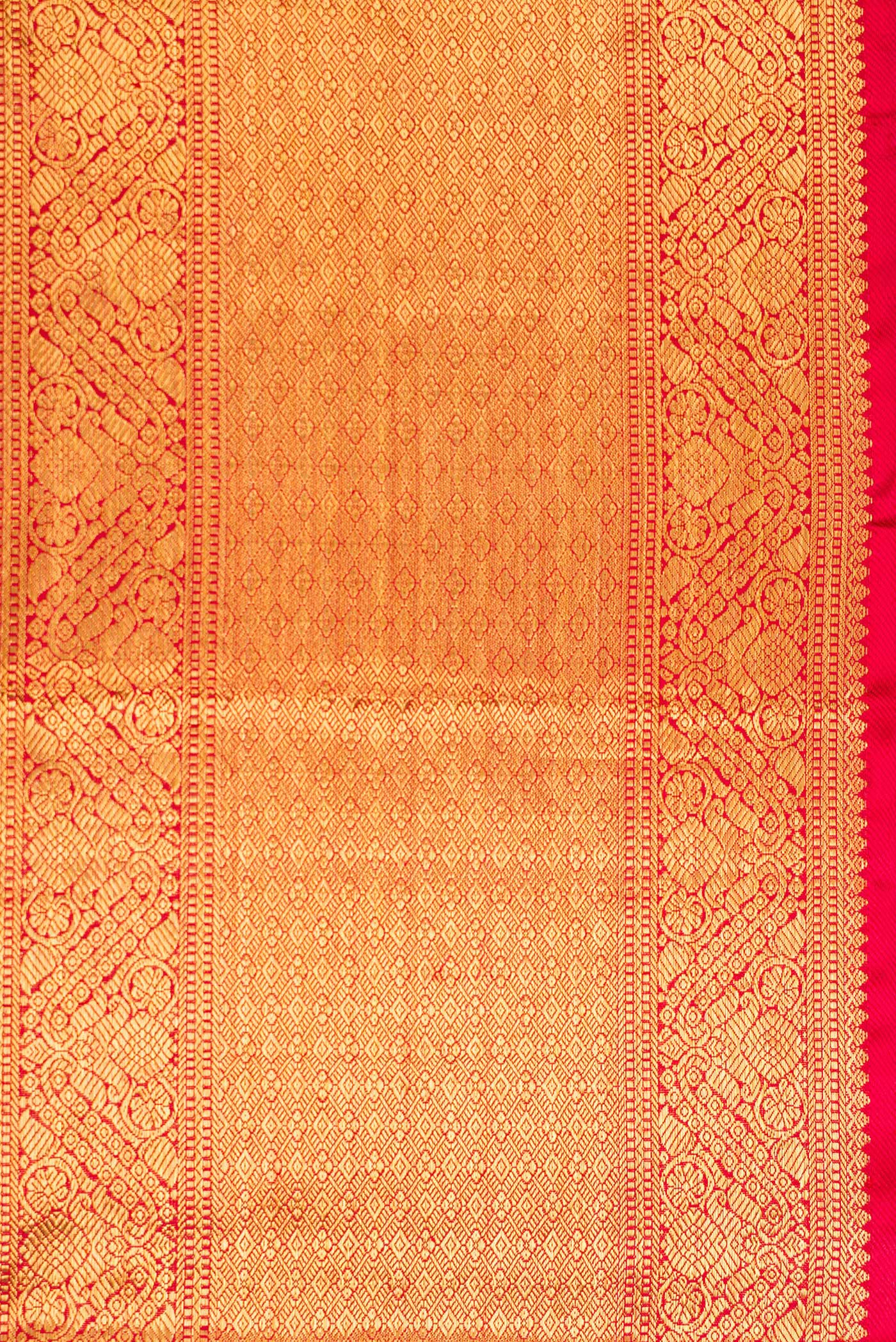 Border image of Red Dual Tone Kanchipuram Silk Saree with Zari Brocade on the body and Zari Border. 