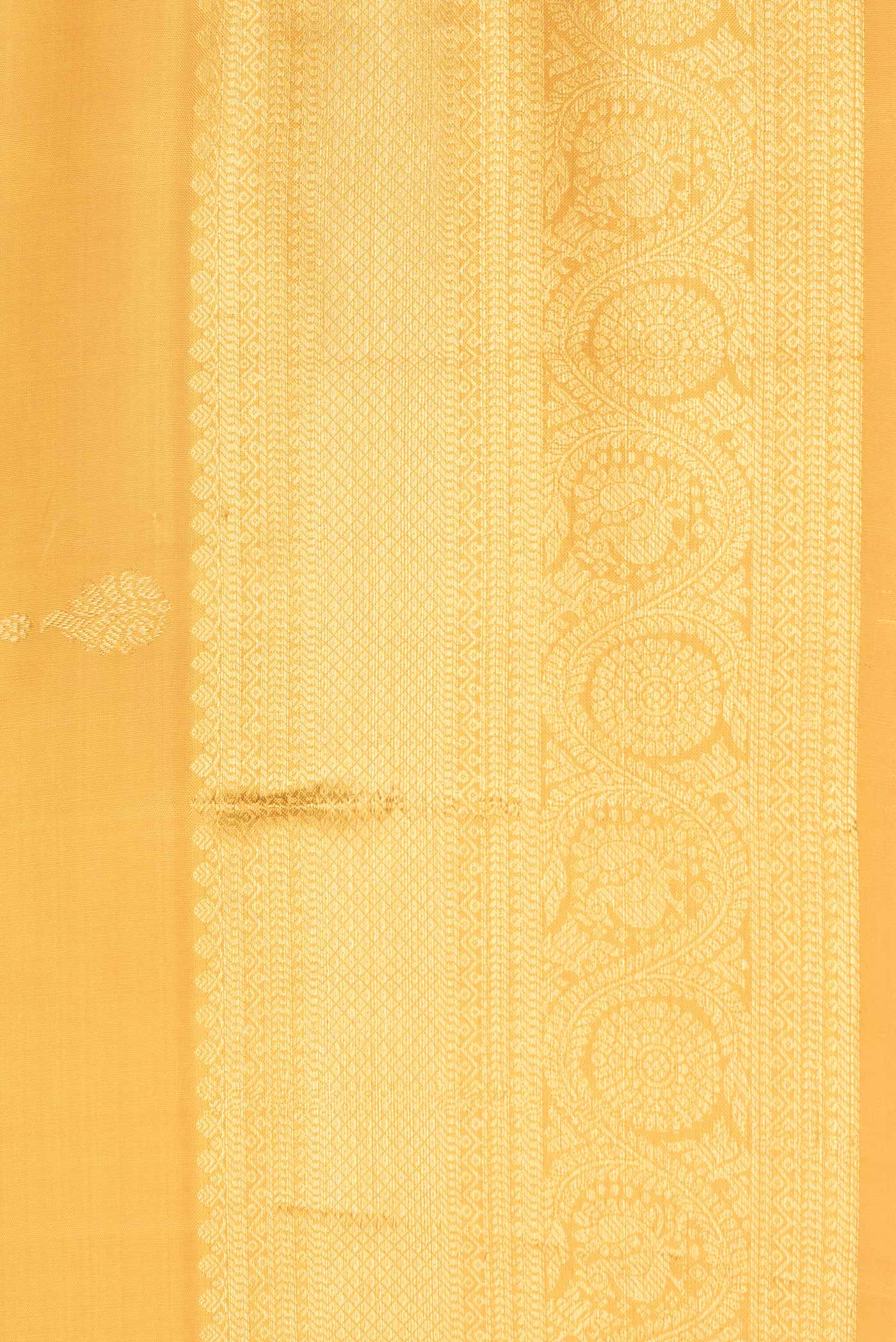 Border image of Mustard Dual Tone Kanjivaram Saree with Zari Butta on the body and Zari Border. 
