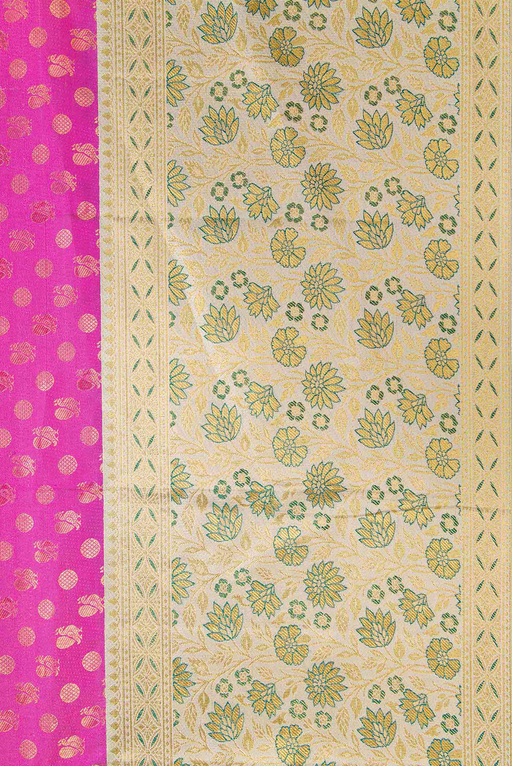 Border image of Pink Dual Tone Kanjivaram Silk Saree with Zari Brocade on the body and Fancy Border. 