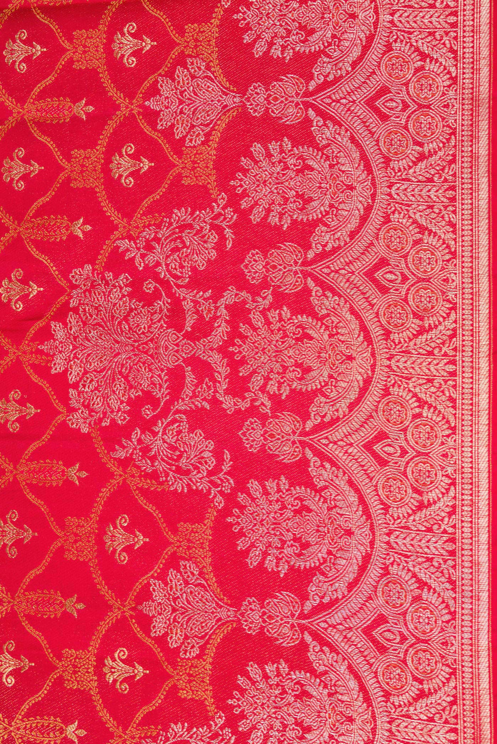 Border image of Red Dual Tone Kanjivaram Silk Saree with Zari Brocade on the body and Fancy Border. 