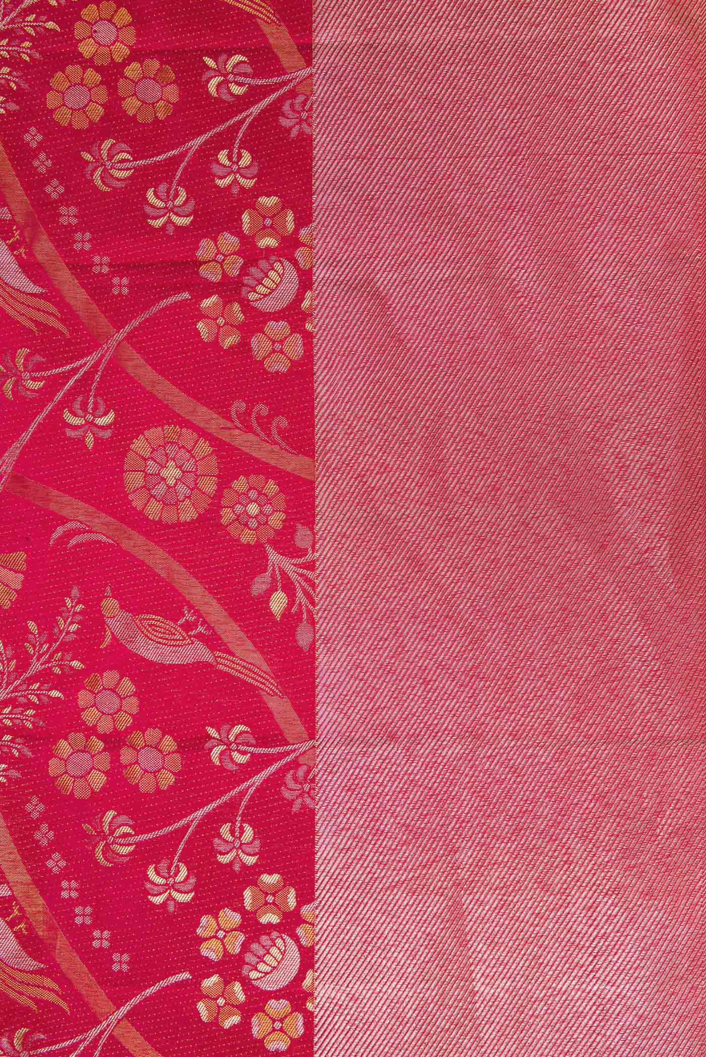 Border image of Red Dual Tone Kanjivaram Silk Saree with Zari Brocade on the body and Zari Border. 