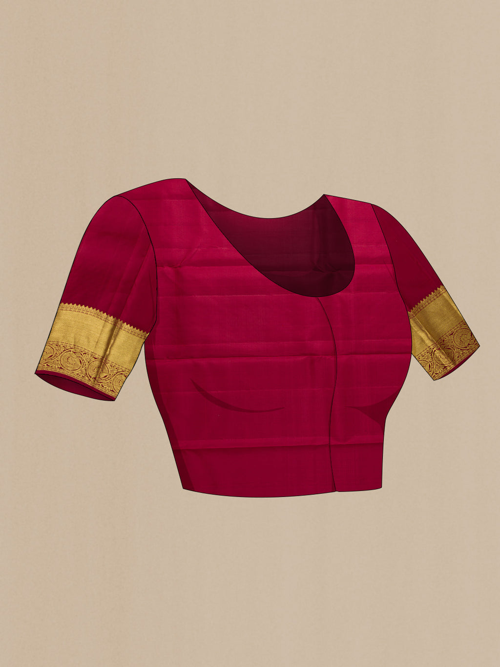 Close up image of the blouse of Pink Dual Tone Kanchipuram Saree with Zari Butta on the body and Zari Border
