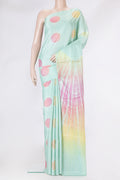Sea Green Dual Tone Tussar Silk Saree with Printed design on the body and Without Border.  displayed on a mannequin