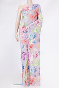 Lavender Dual Tone Crepe Saree with Printed design on the body and Without Border.  displayed on a mannequin