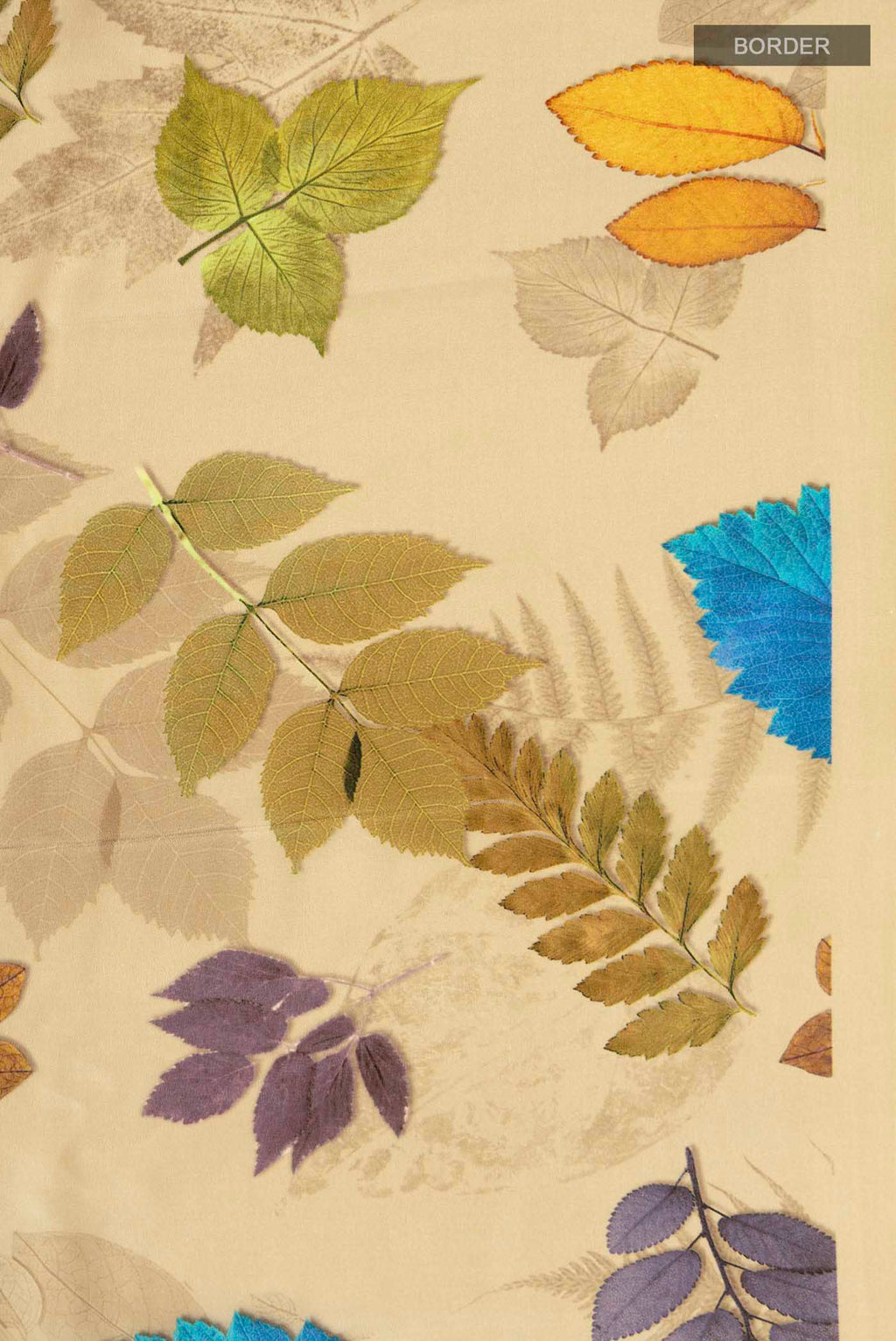 Border image of Beige Mysore Crepe Saree with Printed design on the body and Plain Border