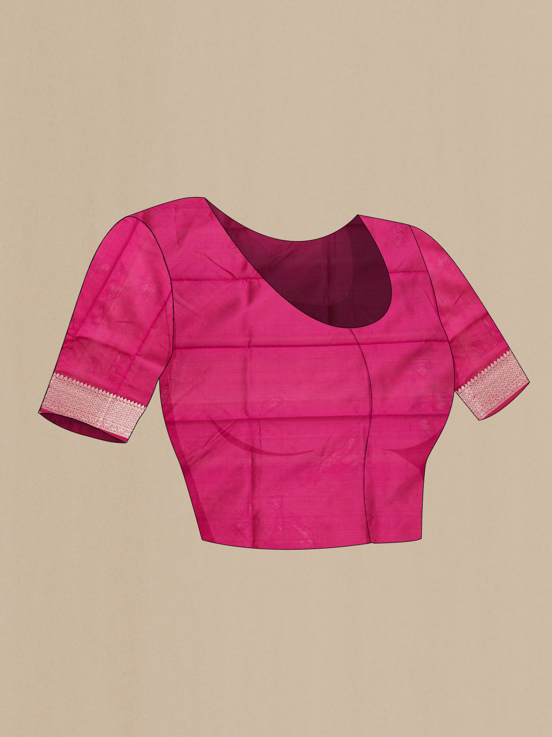 Close up image of the blouse of Pink Dual Tone Banarasi Silk Saree with Zari Butta on the body and Zari Border. 