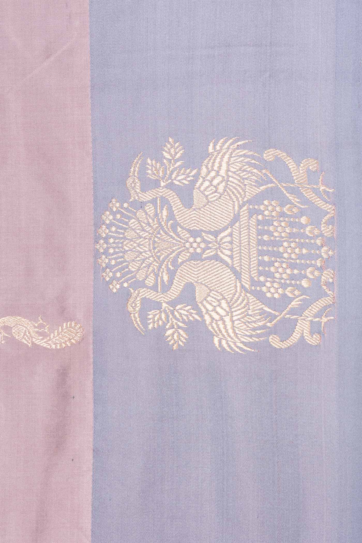 Border image of Rose Gold Dual Tone Banarasi Silk Saree with Zari Butta on the body and Zari Border. 